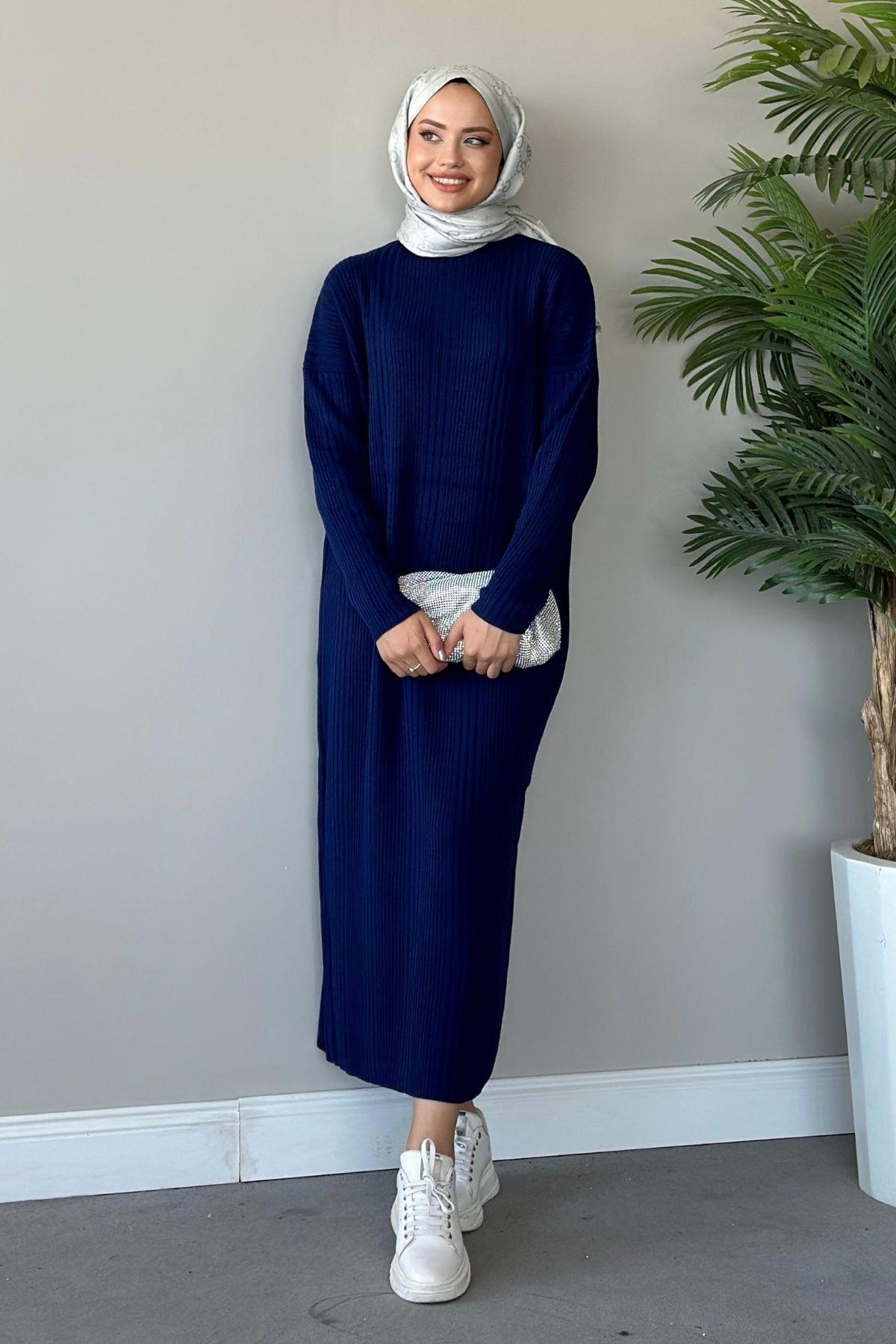 Fitilli Triko Elbise Lacivert, Fiyatları 