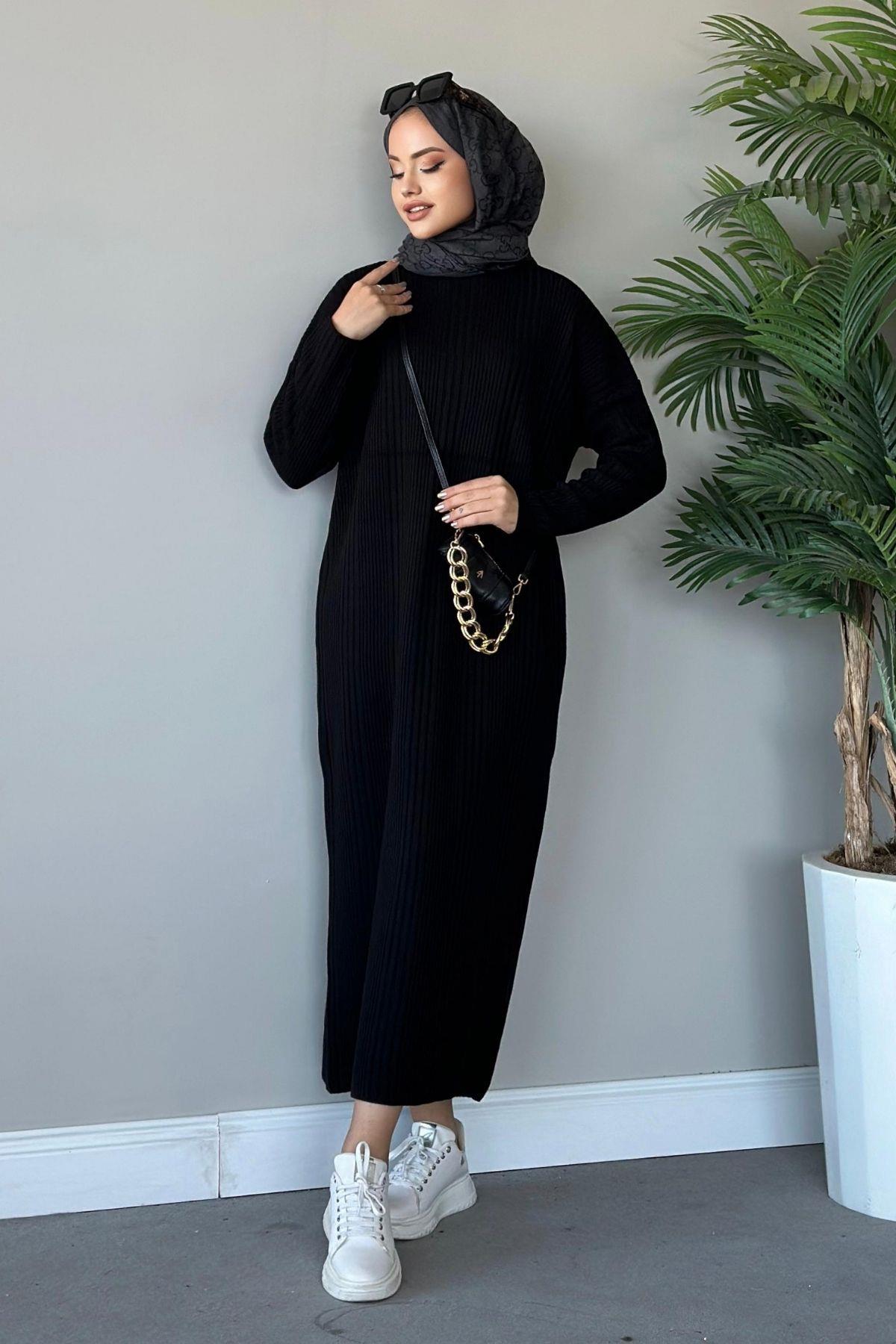 Fitilli Triko Elbise Siyah, Fiyatları 