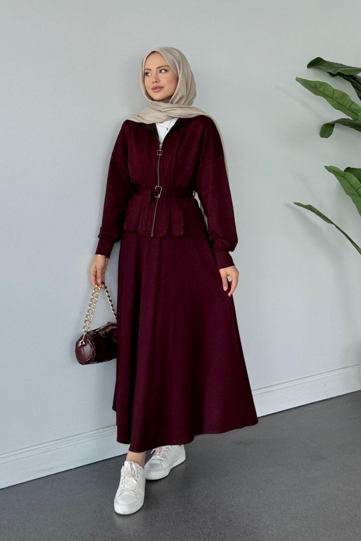 Gisa Premium Etekli Oys Takım Bordo, Fiyatları Gisa Premium Etekli Oys Takım Bordo- Haza Moda 