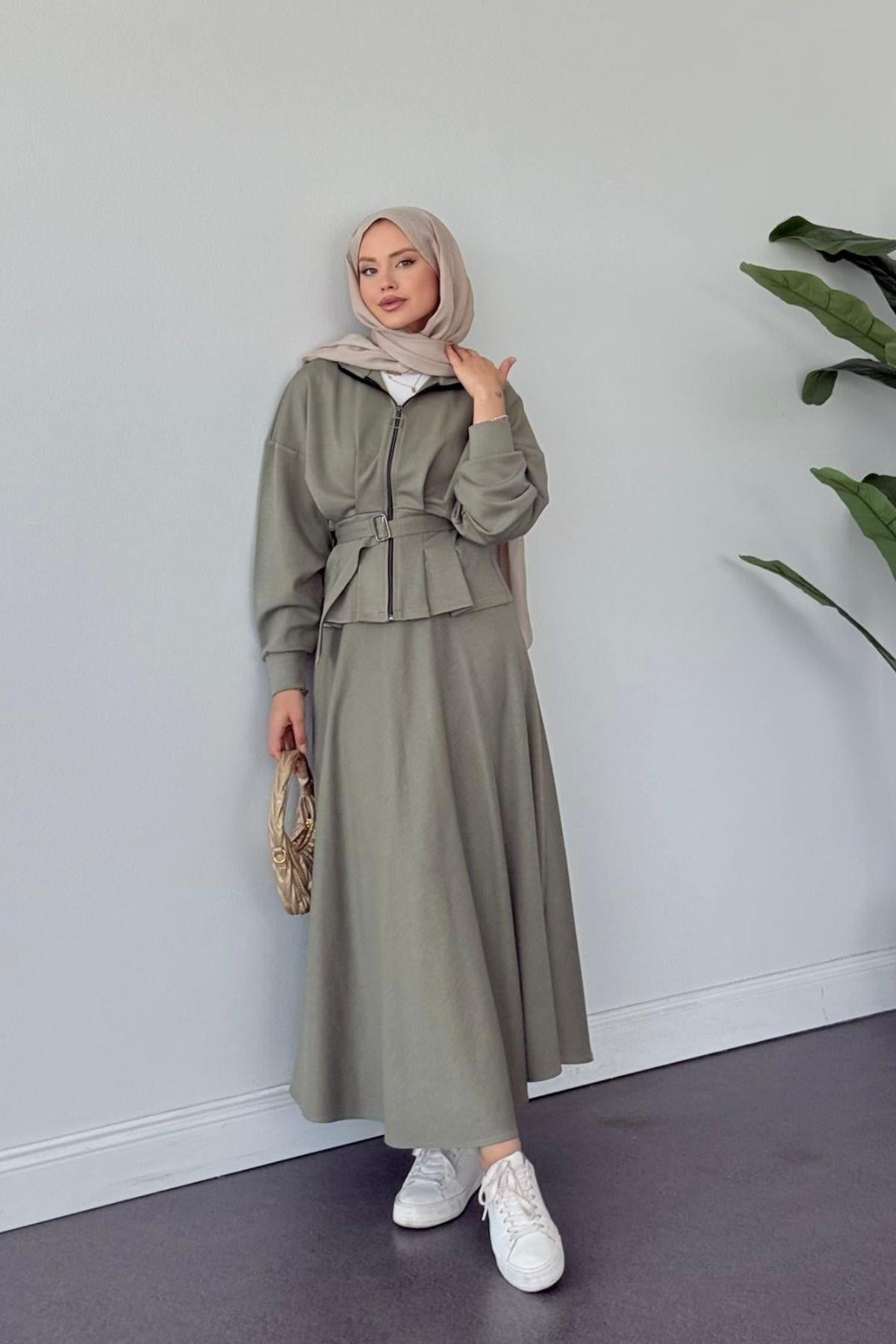 Gisa Premium Etekli Oys Takım Haki, Fiyatları Gisa Premium Etekli Oys Takım Haki- Haza Moda 