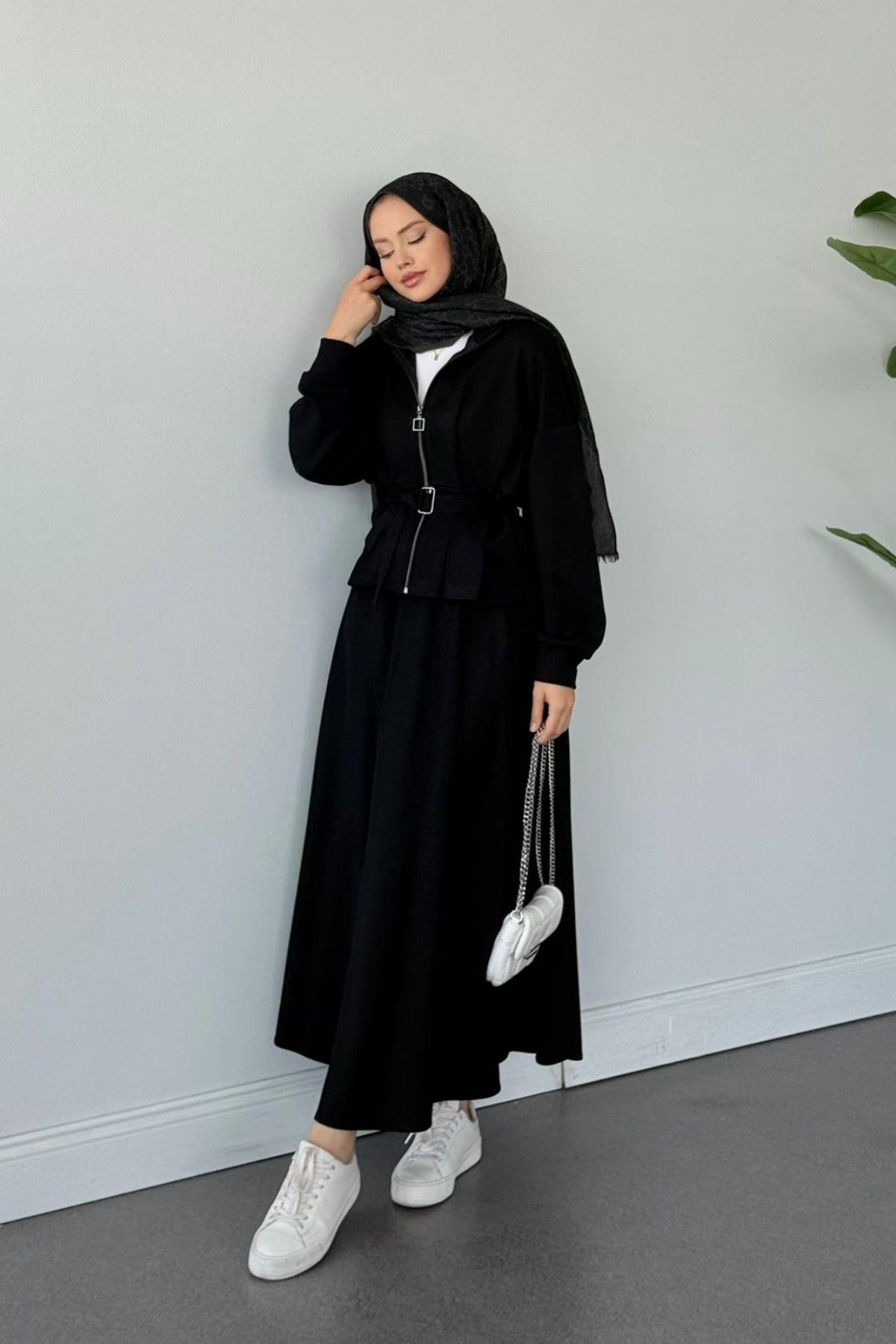 Gisa Premium Etekli Takım Siyah, Fiyatları Gisa Premium Etekli Takım Siyah- Haza Moda 