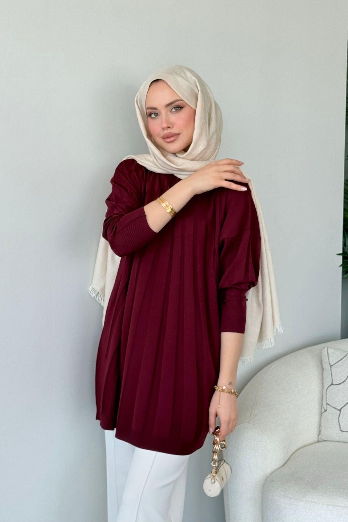 Gökkuşağı Merserize Tunik Bordo, Fiyatları Gökkuşağı Merserize Tunik Bordo- Haza Moda 