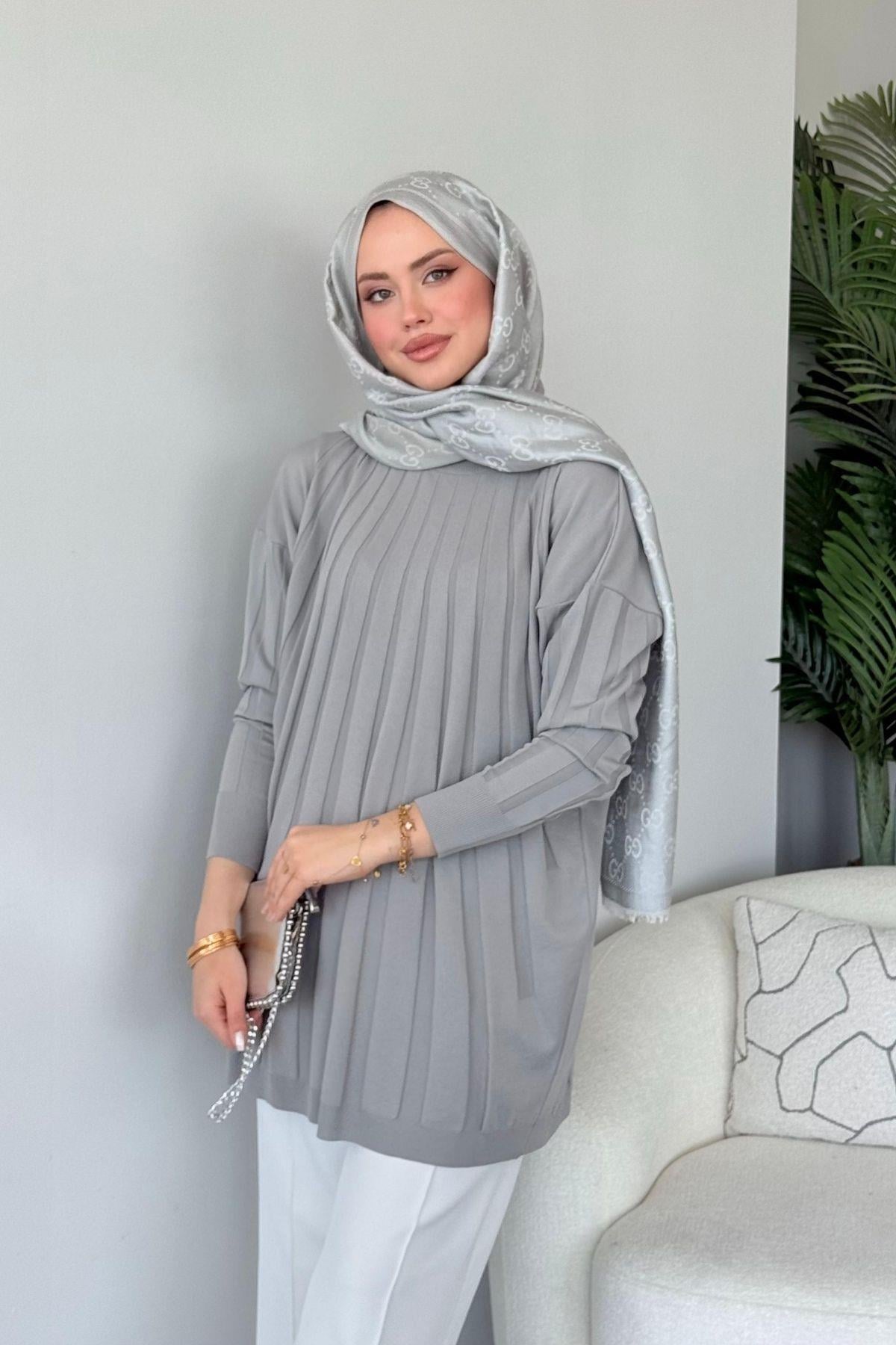 Gökkuşağı Merserize Tunik Gri, Fiyatları Gökkuşağı Merserize Tunik Gri- Haza Moda 