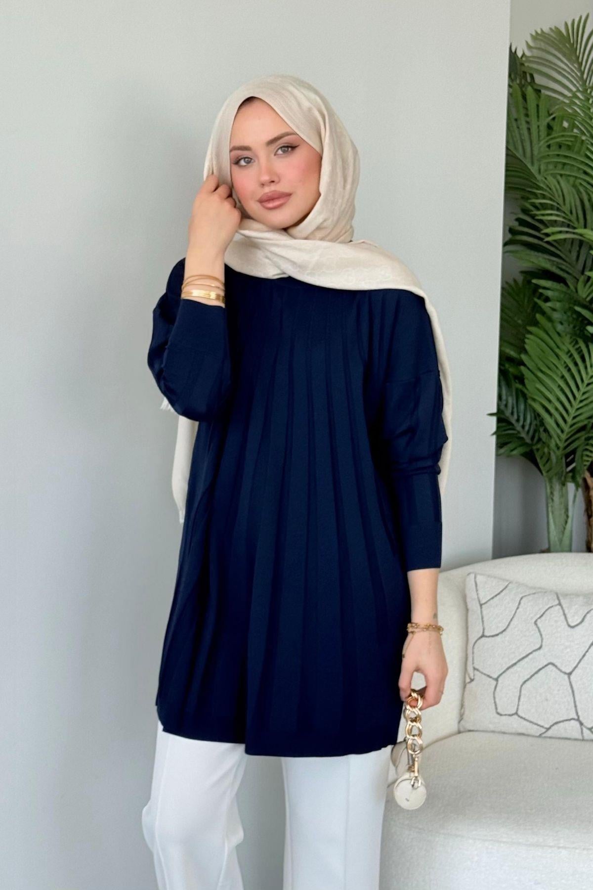 Gökkuşağı Merserize Tunik Lacivert, Fiyatları Gökkuşağı Merserize Tunik Lacivert- Haza Moda 