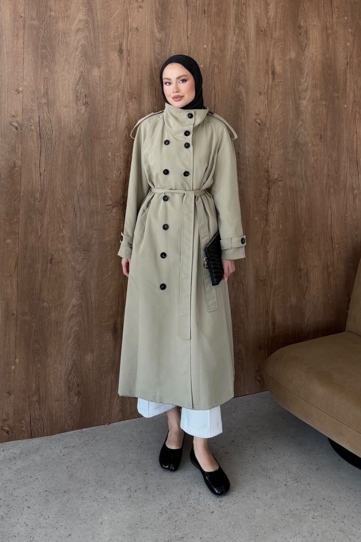 Gökşin Düğmeli Trençkot Mint, Fiyatları Gökşin Düğmeli Trençkot Mint | Haza Moda