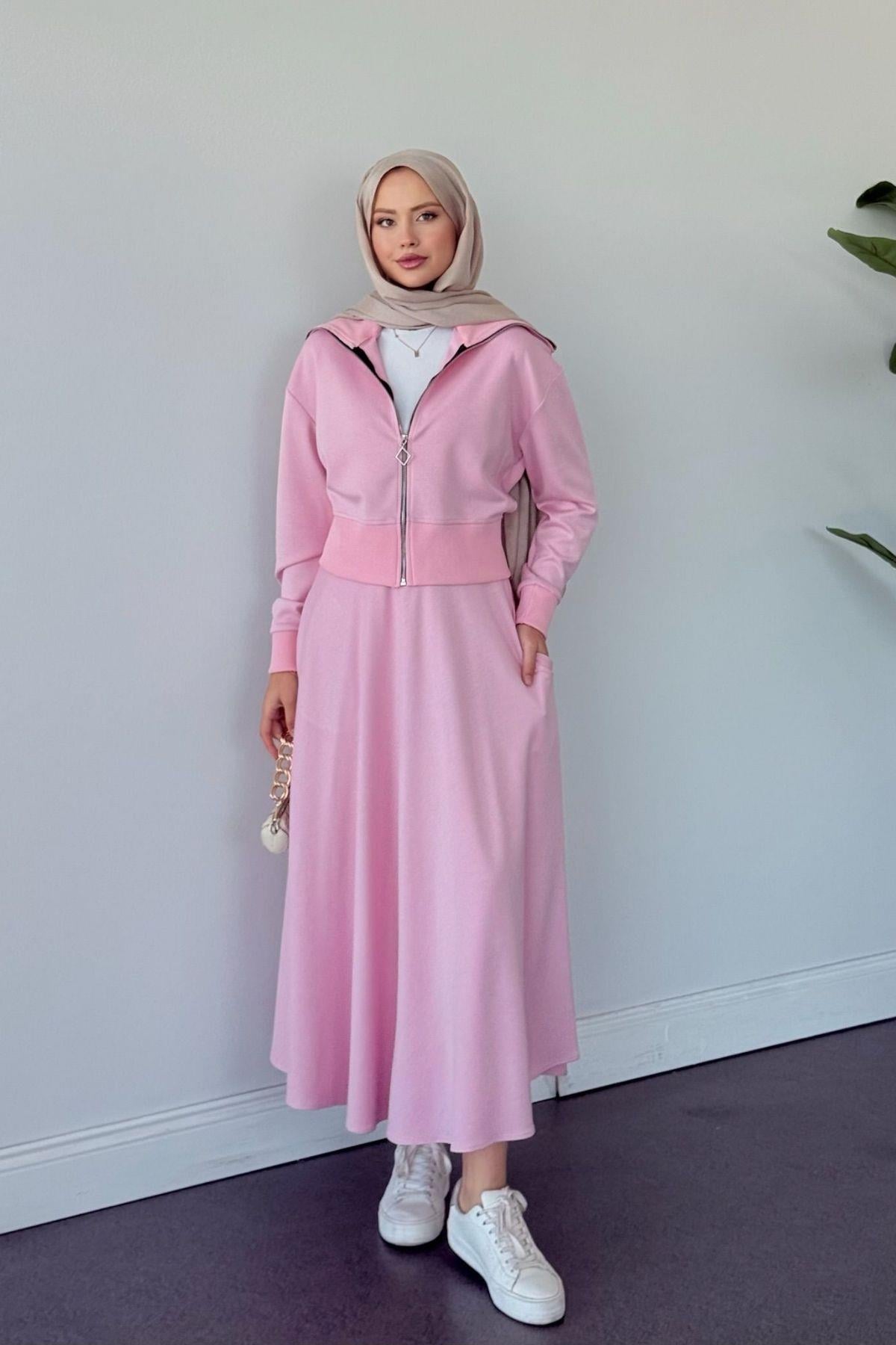 Hadise Oys Etekli Takım Pembe, Fiyatları Hadise Oys Etekli Takım Pembe Haza Moda 