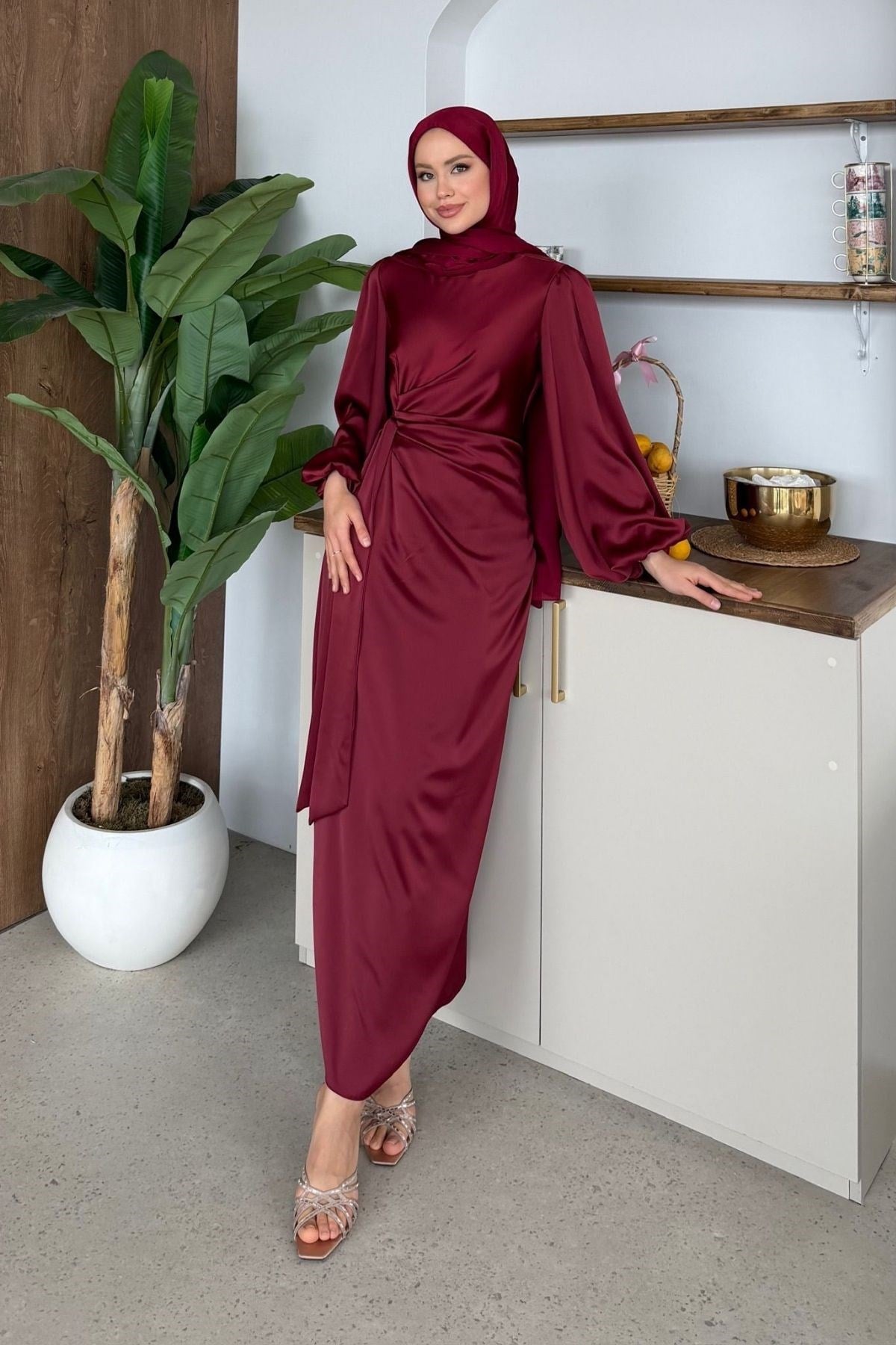 Hasret Saten Abiye Bordo, Fiyatları 