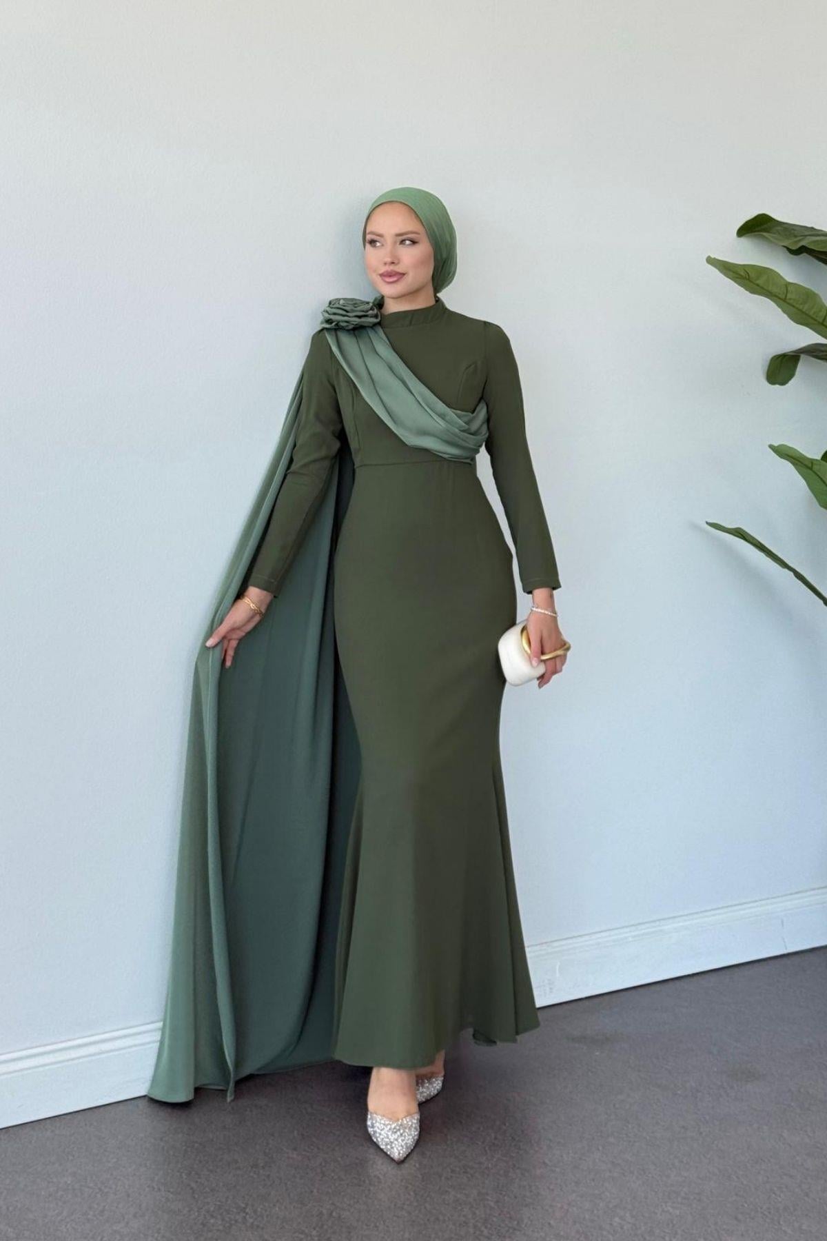 Hayra Kuyruklu Abiye Haki, Fiyatları Hayra Kuyruklu Abiye Haki- Haza Moda 