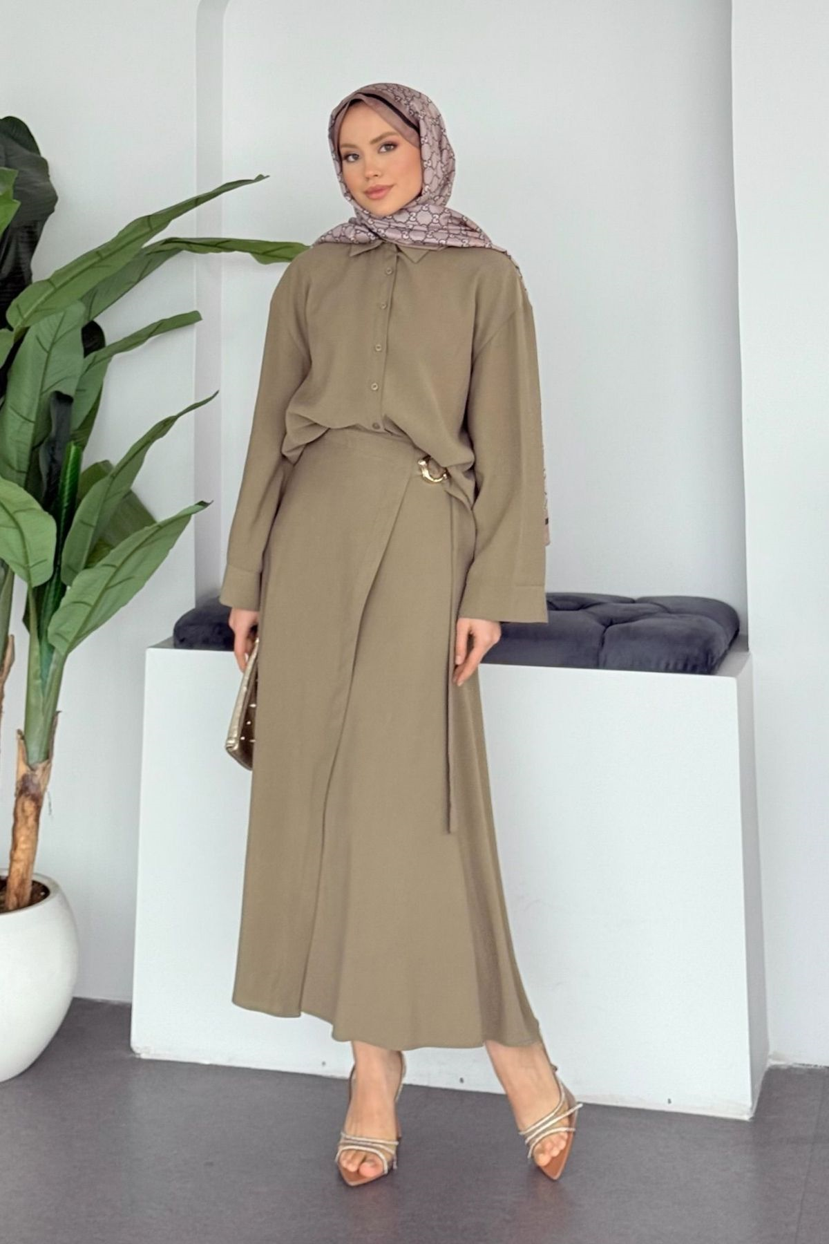 Hazale Etekli Takım Haki, Fiyatları Hazale Etekli Takım Haki | Haza Moda
