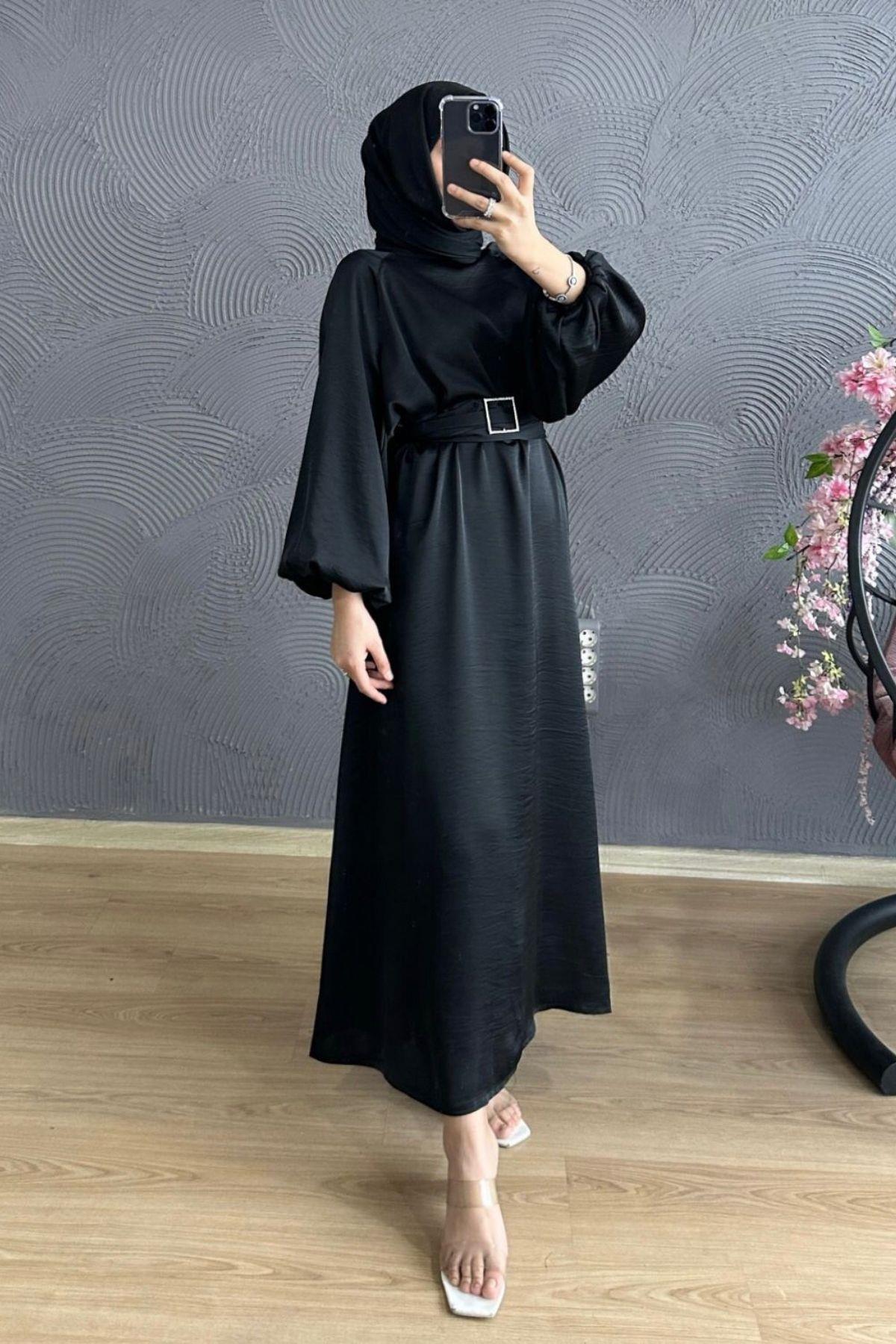 Hira Saten Abiye Siyah, Fiyatları Hira Saten Abiye Siyah – Haza Moda | Tesettür Giyim