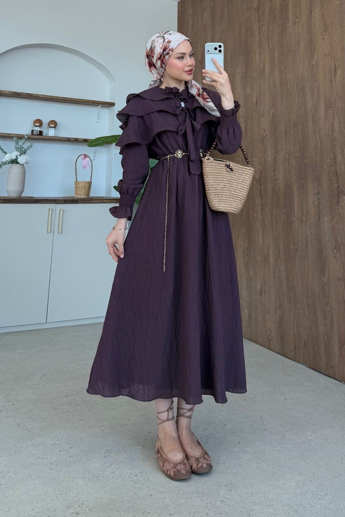İlay Pelerinli Elbise Mürdüm, Fiyatları İlay Pelerinli Elbise Mürdüm | Haza Moda