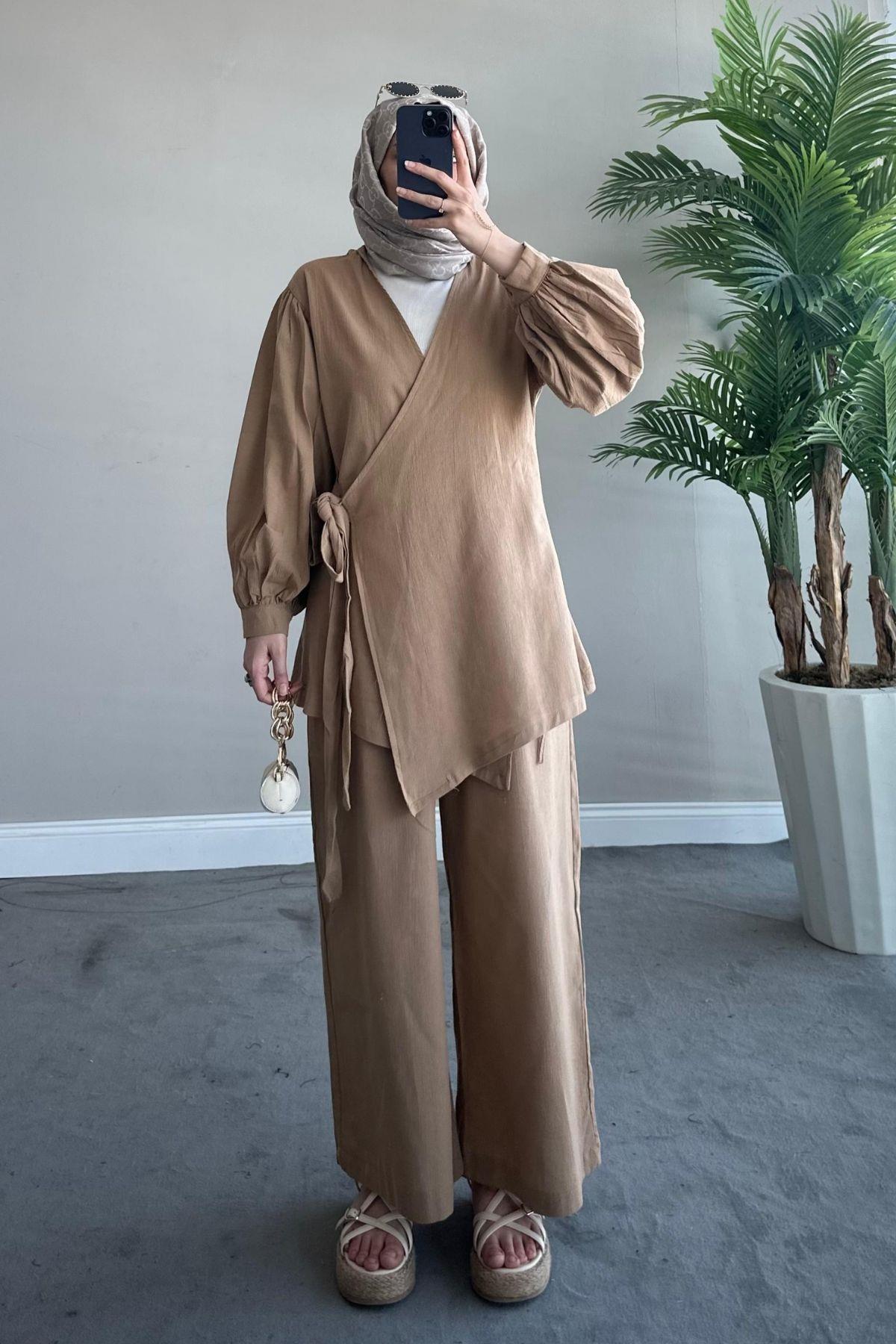 Kalın Kemer Keten Takım Camel, Fiyatları 