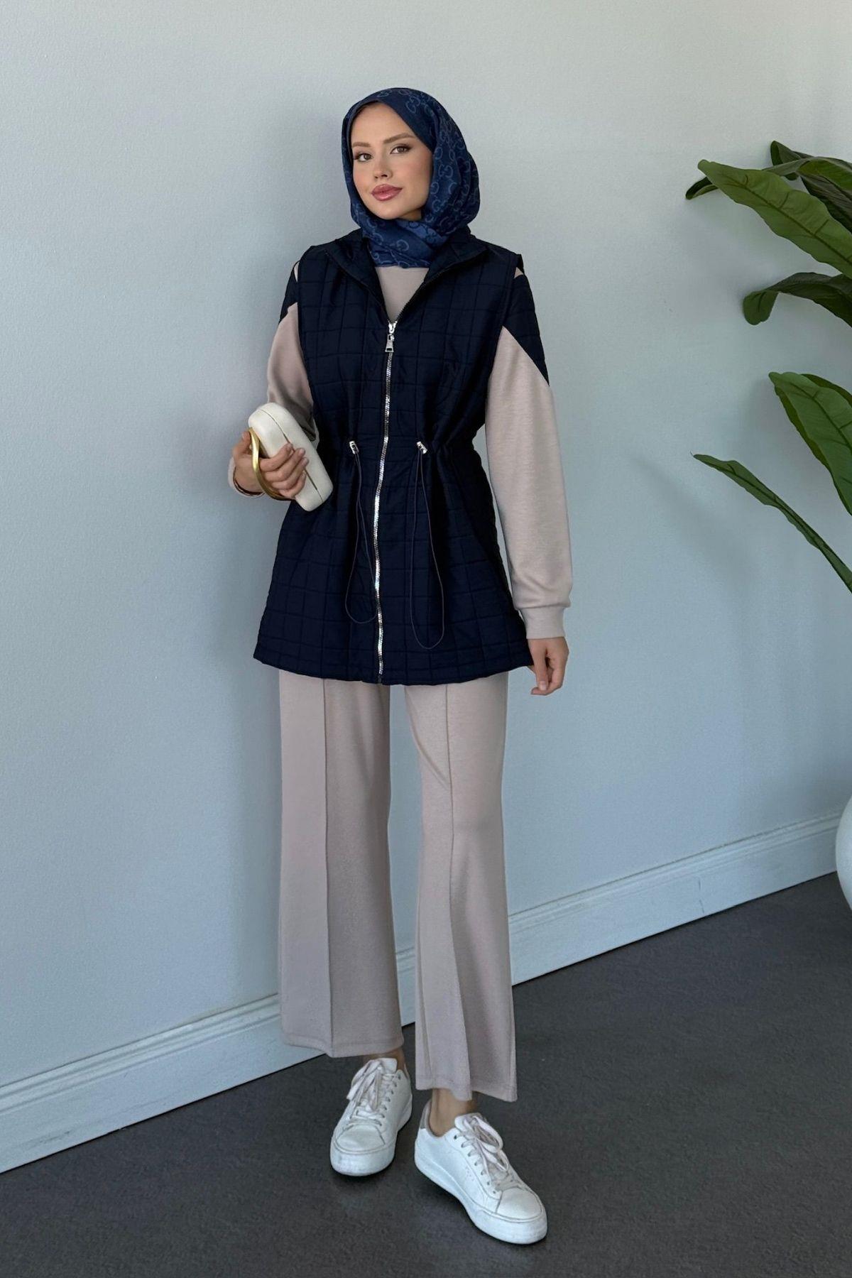 Kapitoneli Üçlü Pamuklu Takım Lacivert, Fiyatları Kapitoneli Üçlü Pamuklu Takım Lacivert Haza Moda 