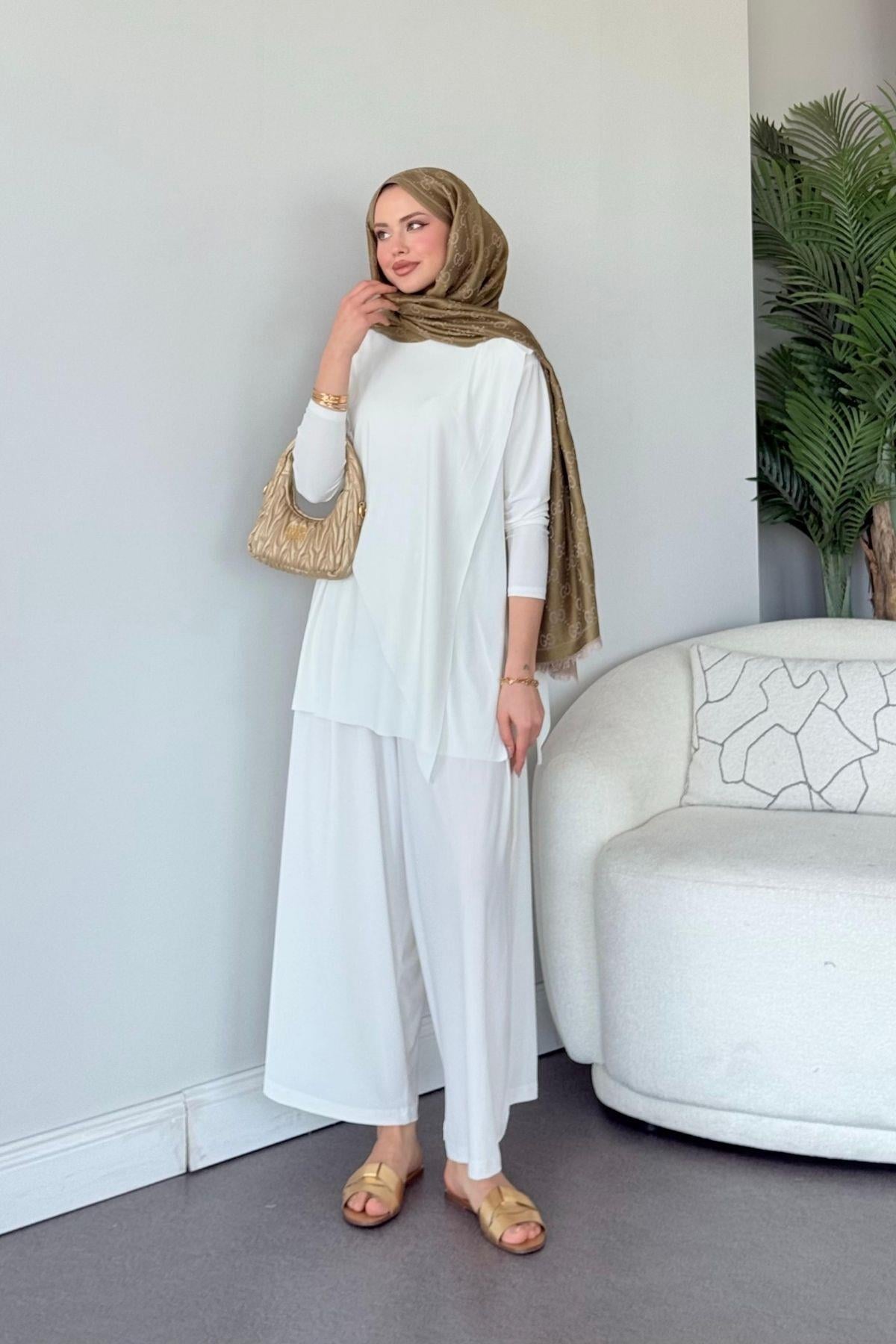 Katar Sandy Takım Beyaz, Fiyatları Katar Sandy Takım Beyaz- Haza Moda 