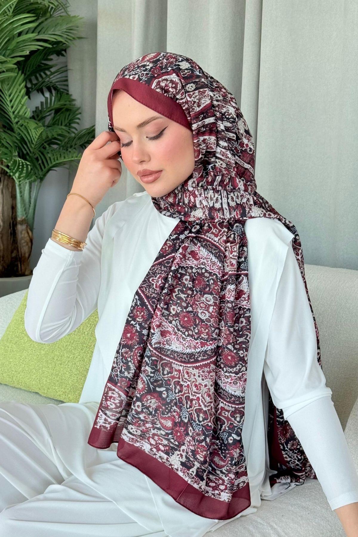 Kayli Dijital Şal Bordo, Fiyatları Kayli Dijital Şal Bordo - Haza Moda 