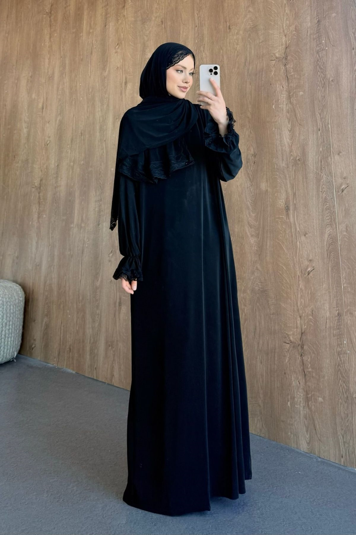 Kendinden Şallı Namaz Elbise Siyah, Fiyatları Kendinden Şallı Namaz Elbise Siyah - Haza Moda