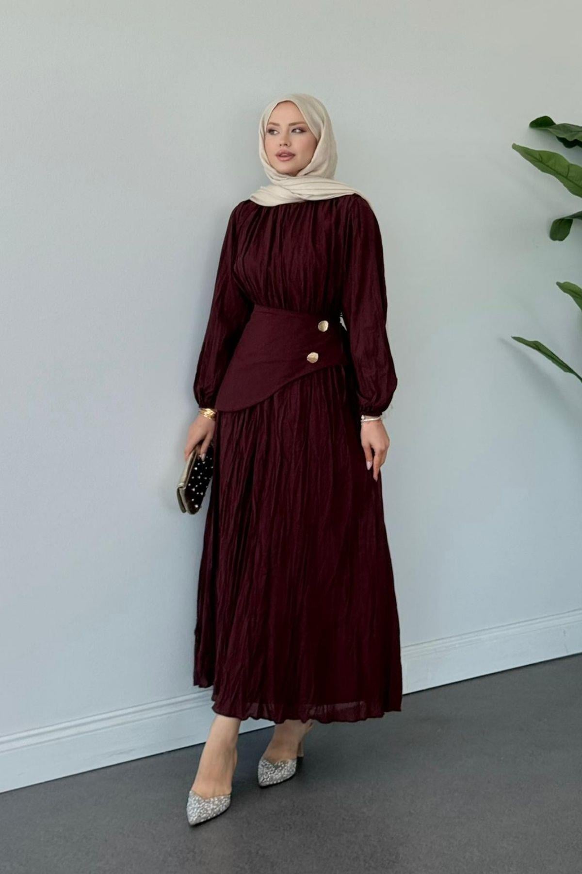 Kendy Pelerinli Elbise BORDO, Fiyatları Kendy Pelerinli Elbise BORDO- Haza Moda