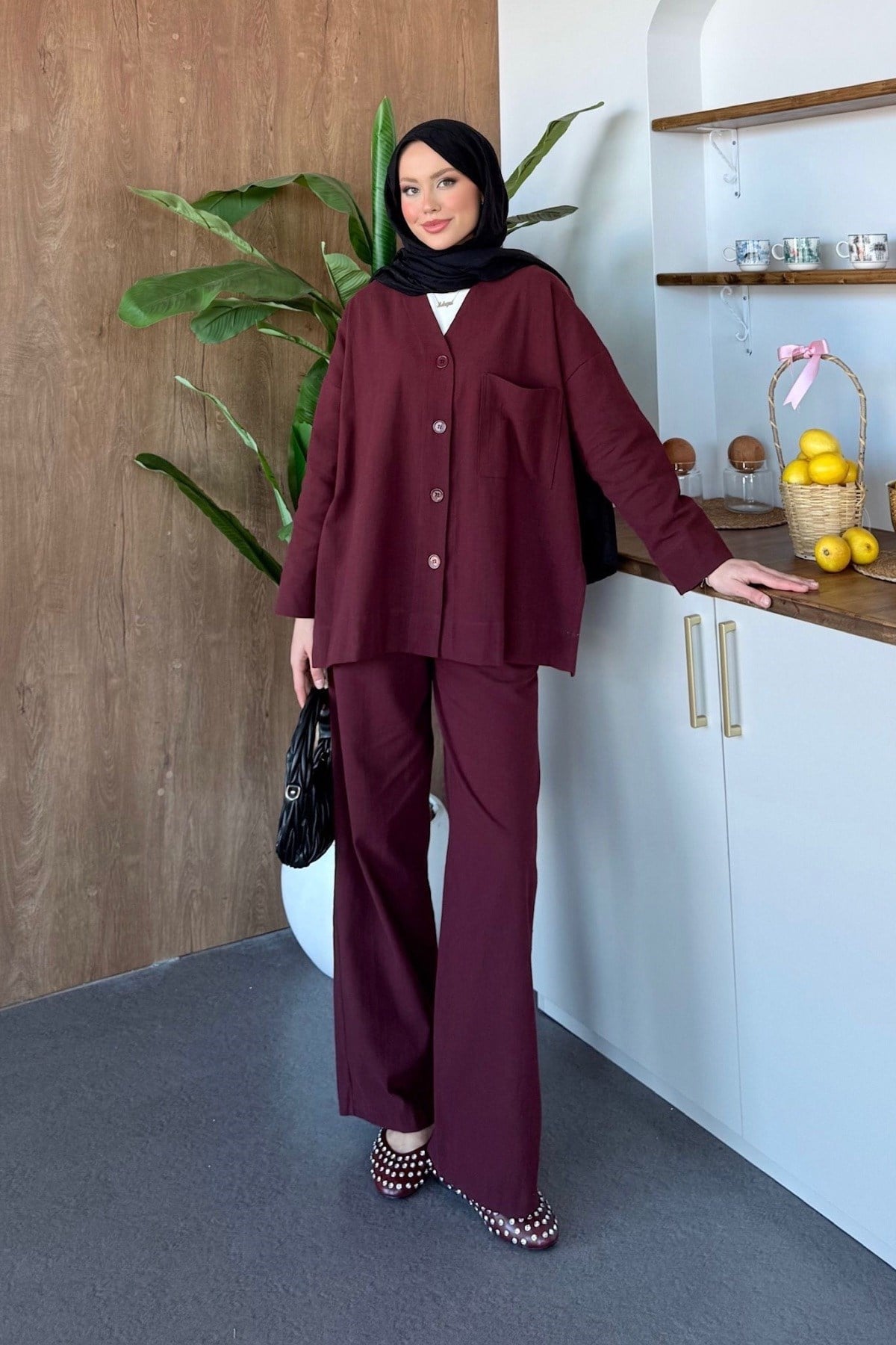 Keten Pantolon Takım Bordo, Fiyatları 