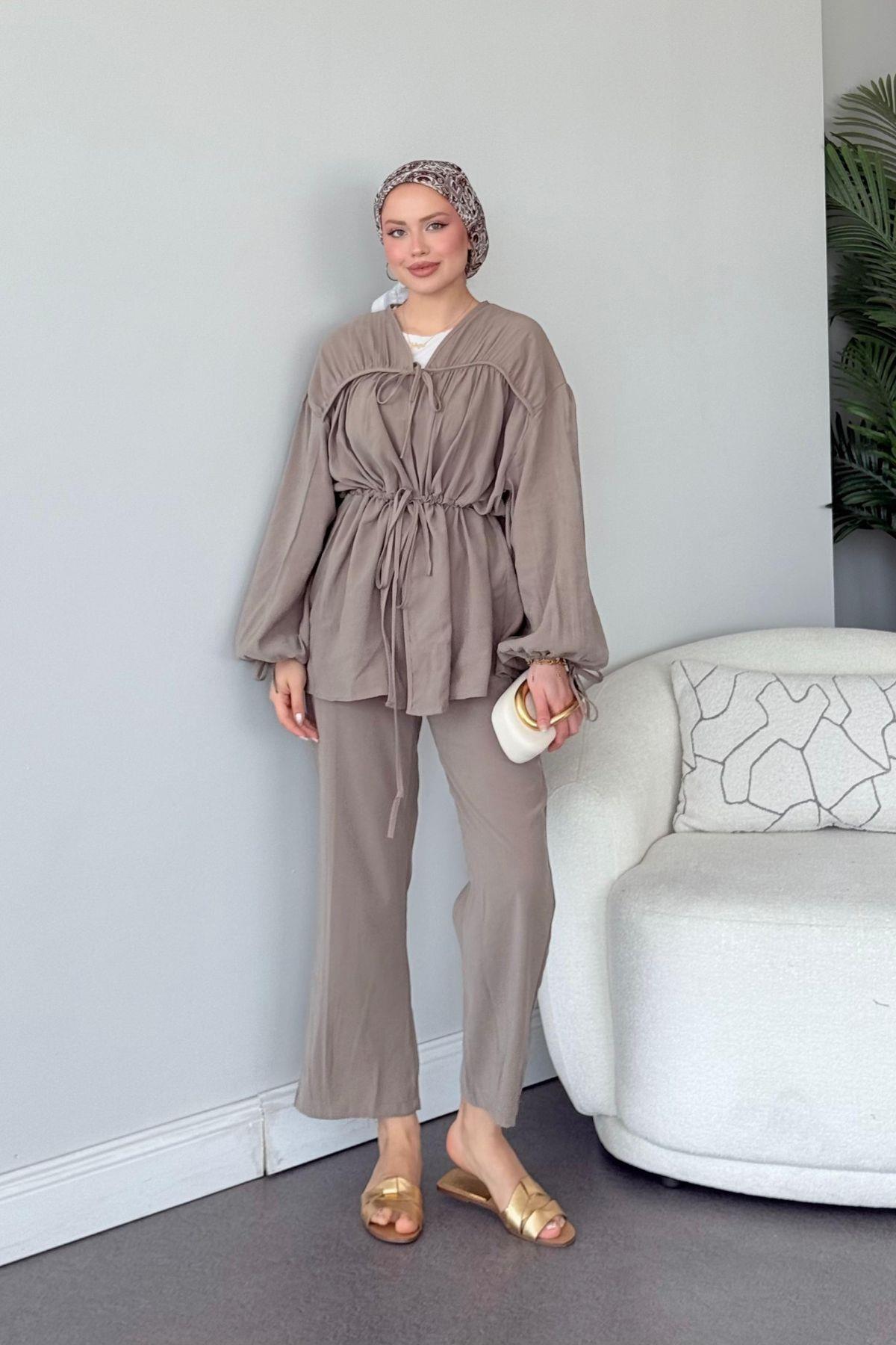 Kiko Büzgülü Takım Vizon, Fiyatları Kiko Büzgülü Takım Vizon- Haza Moda 
