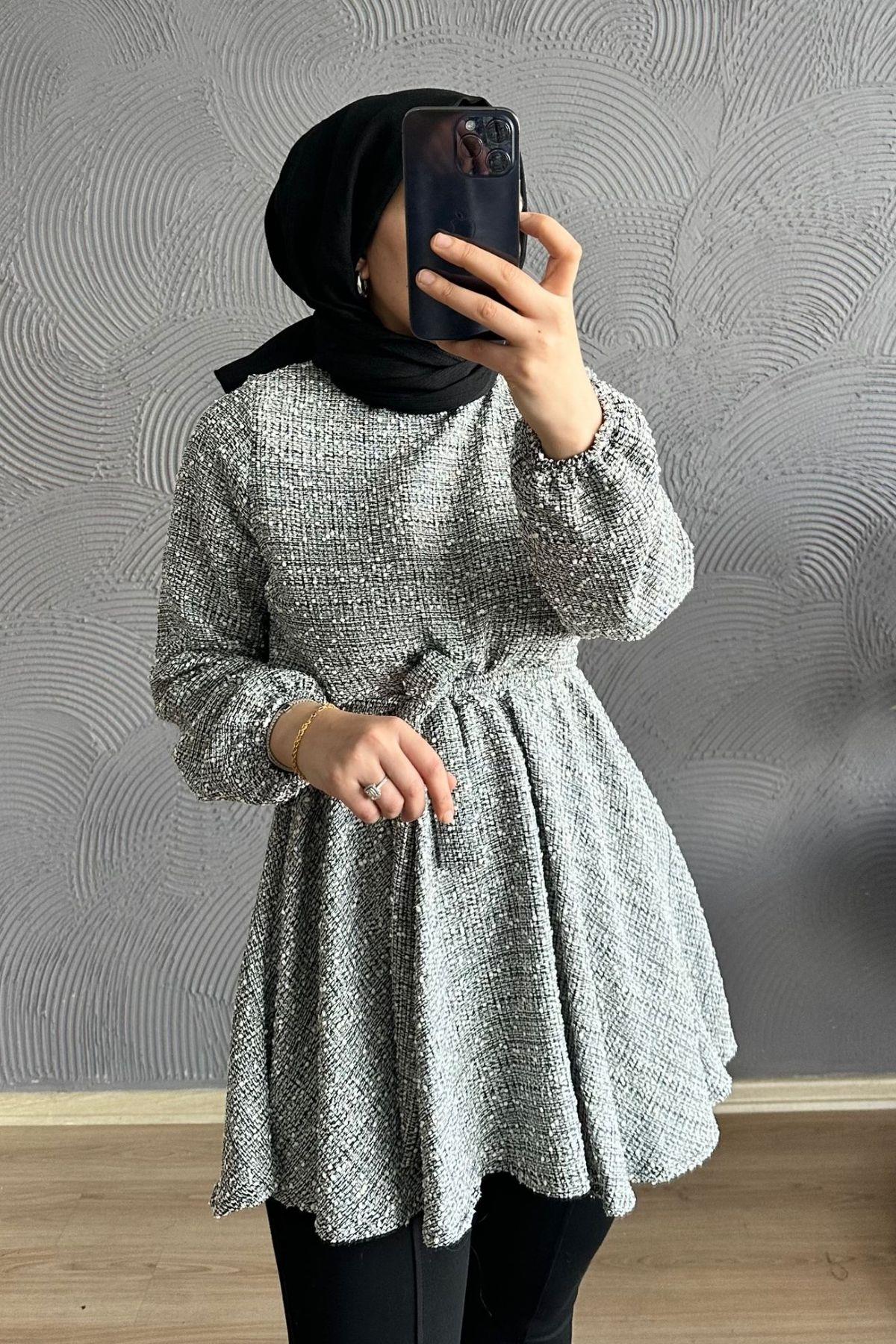 Kırçıllı Tunik BEYAZ, Fiyatları Kırçıllı Tunik BEYAZ– Haza Moda | Tesettür Giyim
