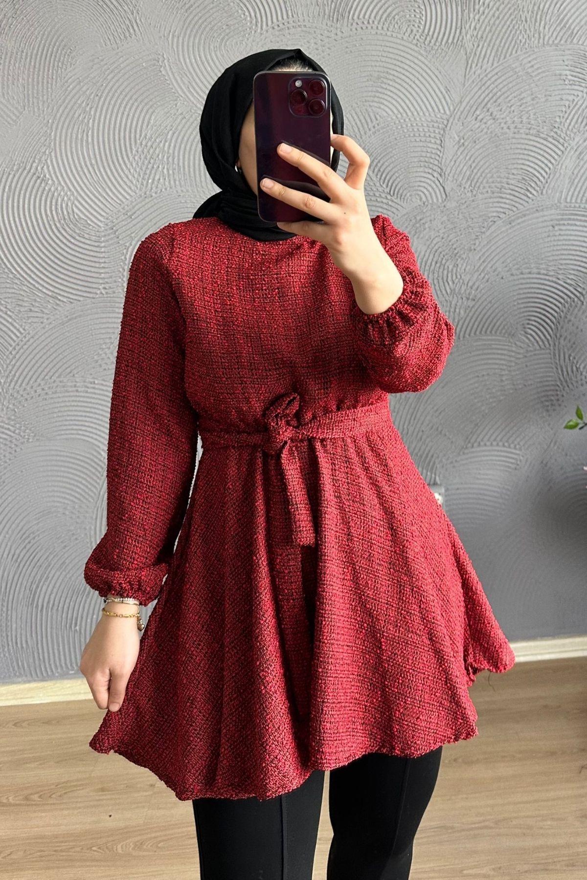 تونيك ملفوف أحمر كلاريت