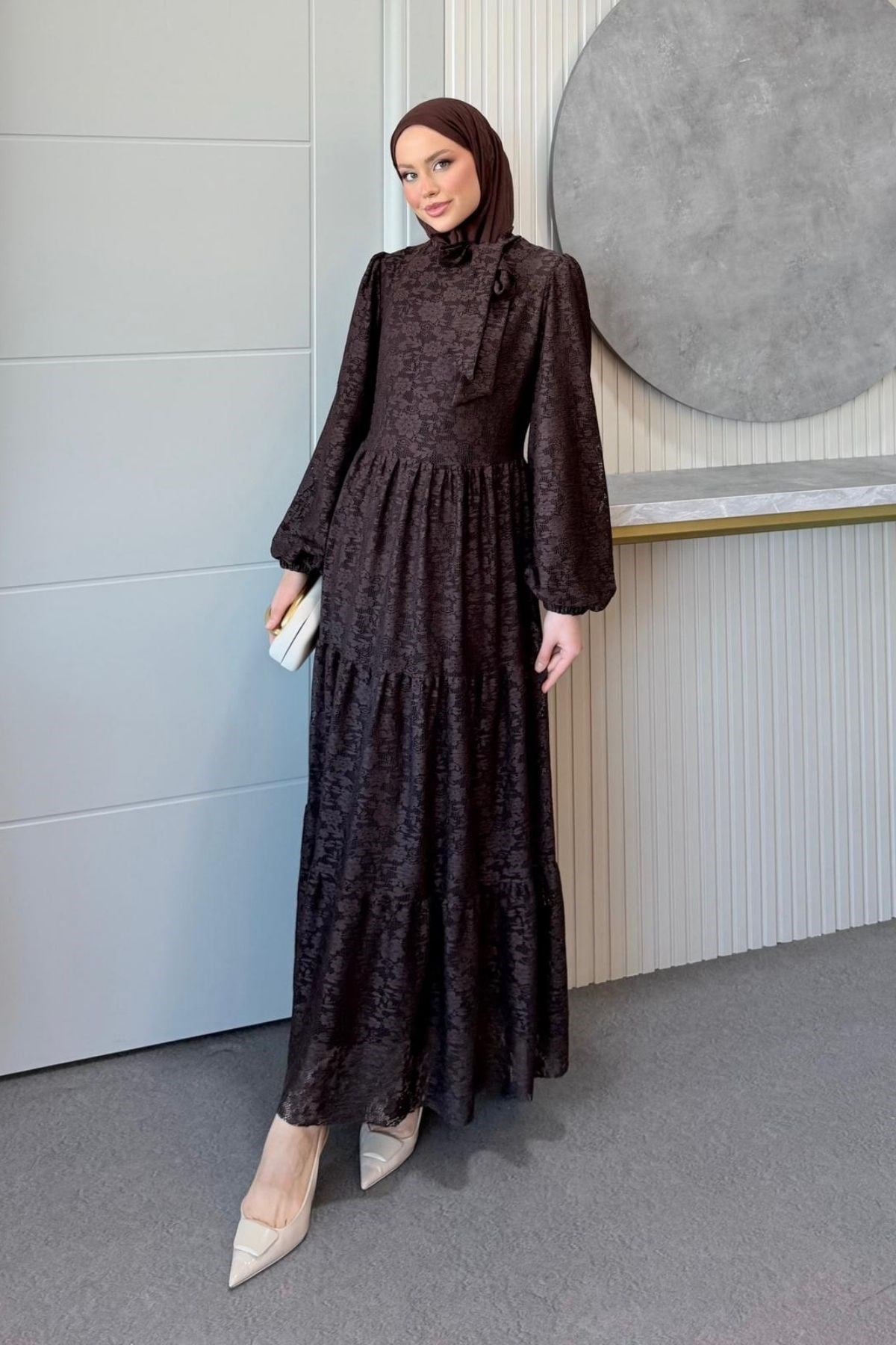Kıvılcım Dantel Elbise Kahve, Fiyatları Kıvılcım Dantel Elbise Kahve | Haza Moda