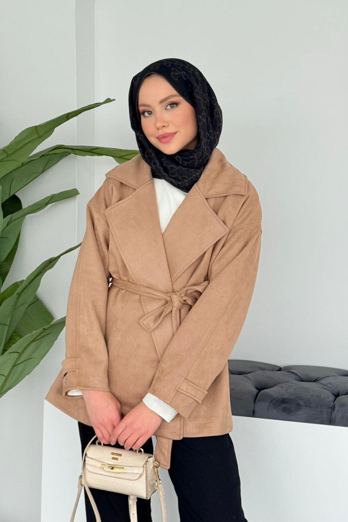 klasik Uzun Süet Ceket Camel, Fiyatları 