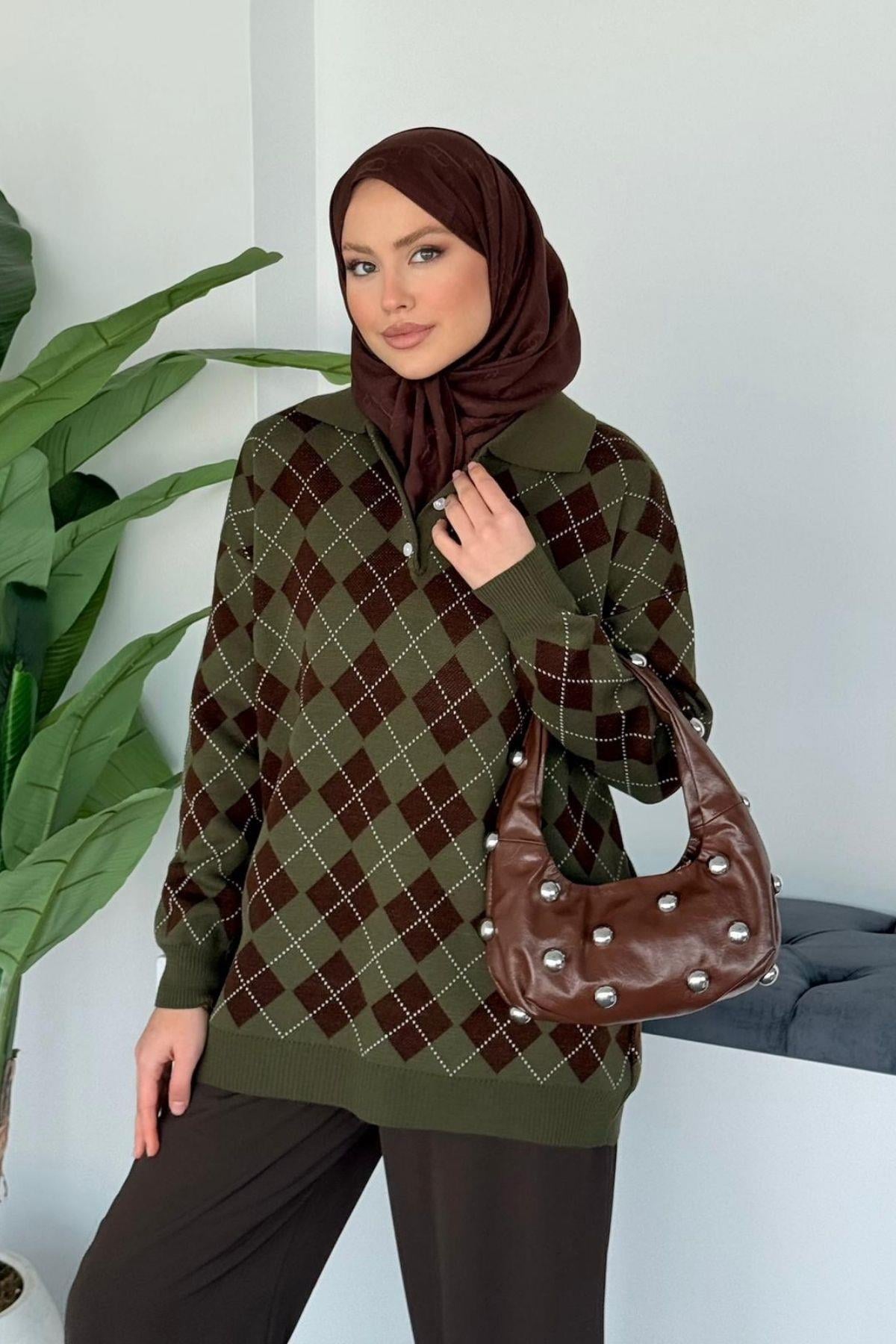 Kokina Baklava Desen Kazak Haki, Fiyatları 