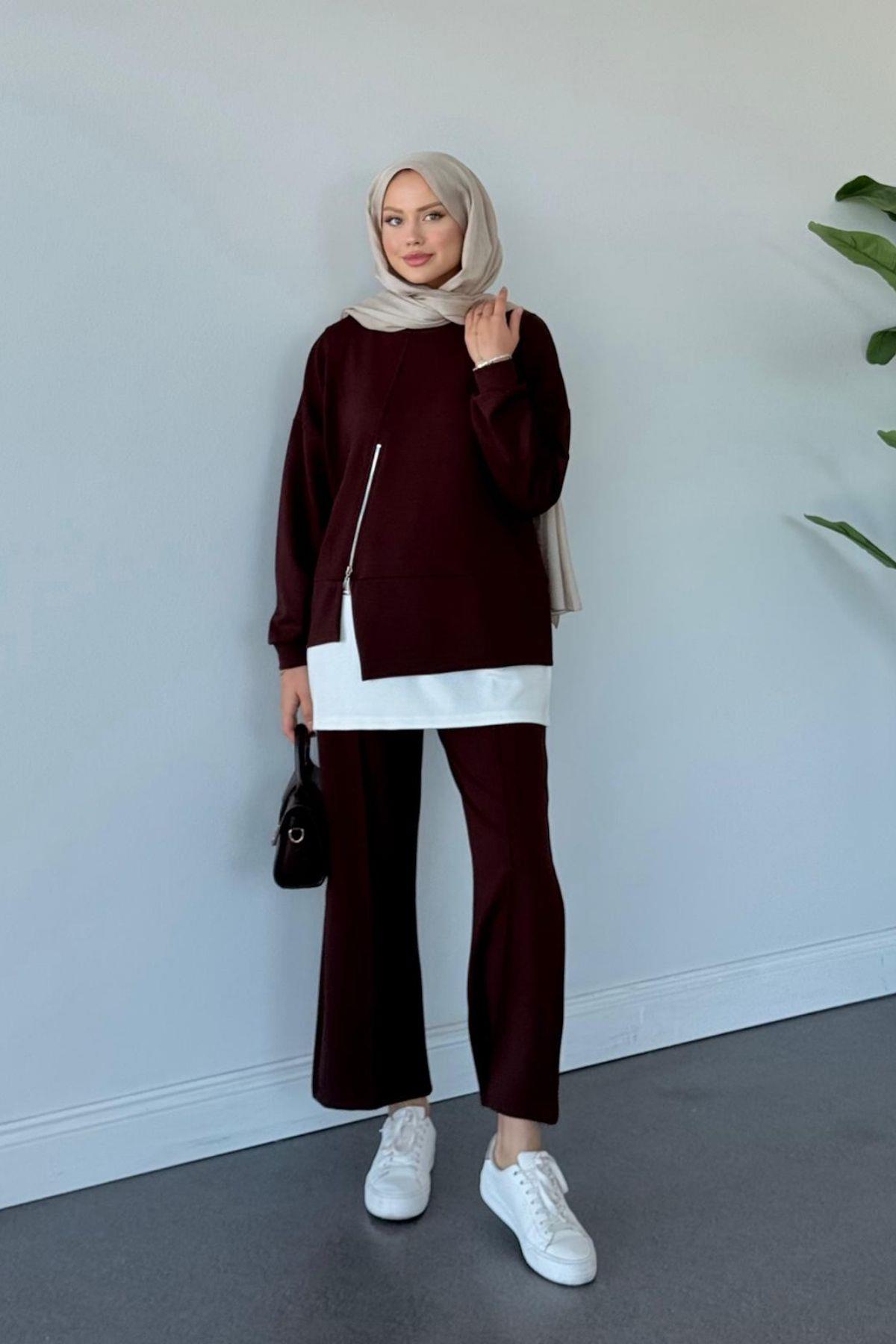 Kumsal Fermuarlı Oysho Takım Kahve, Fiyatları Kumsal Fermuarlı Oysho Takım Kahve- Haza Moda 