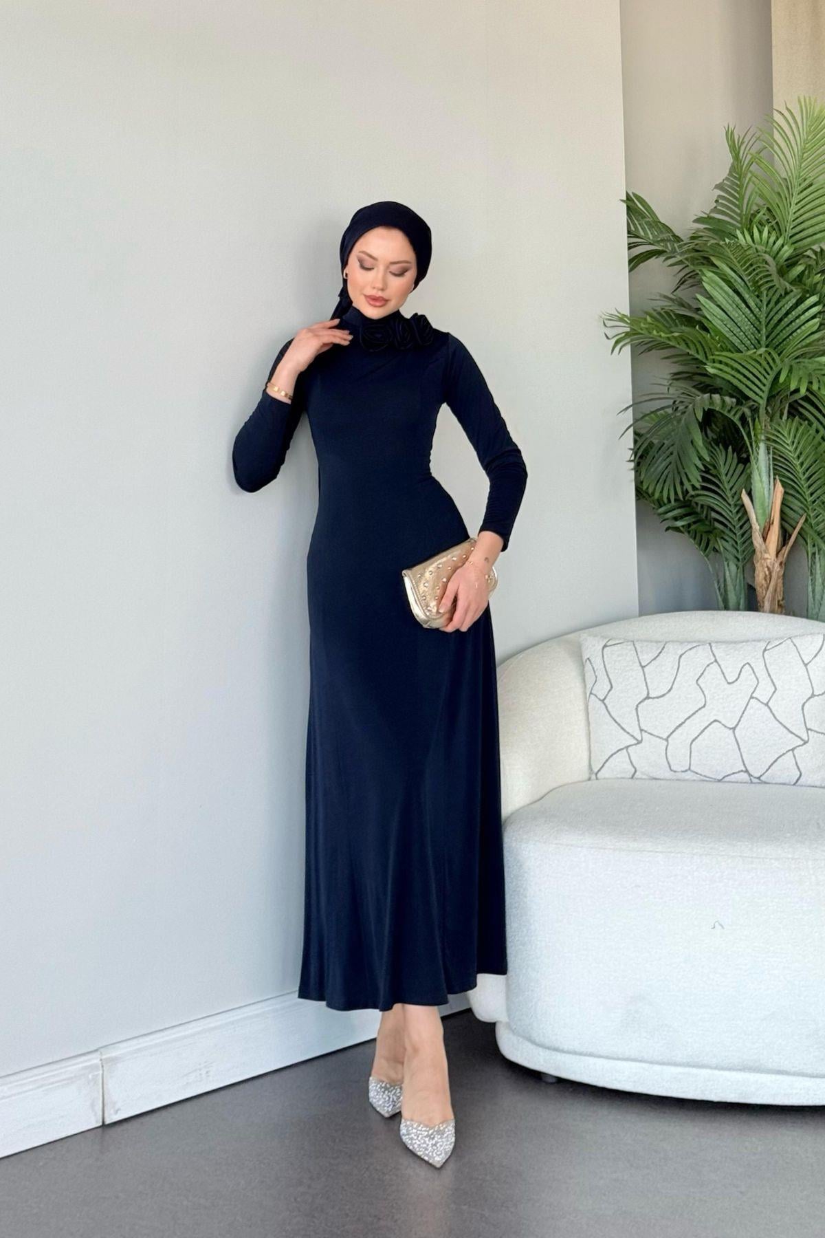 Kuveyt Sandy Elbise Lacivert, Fiyatları Kuveyt Sandy Elbise Lacivert- Haza Moda 