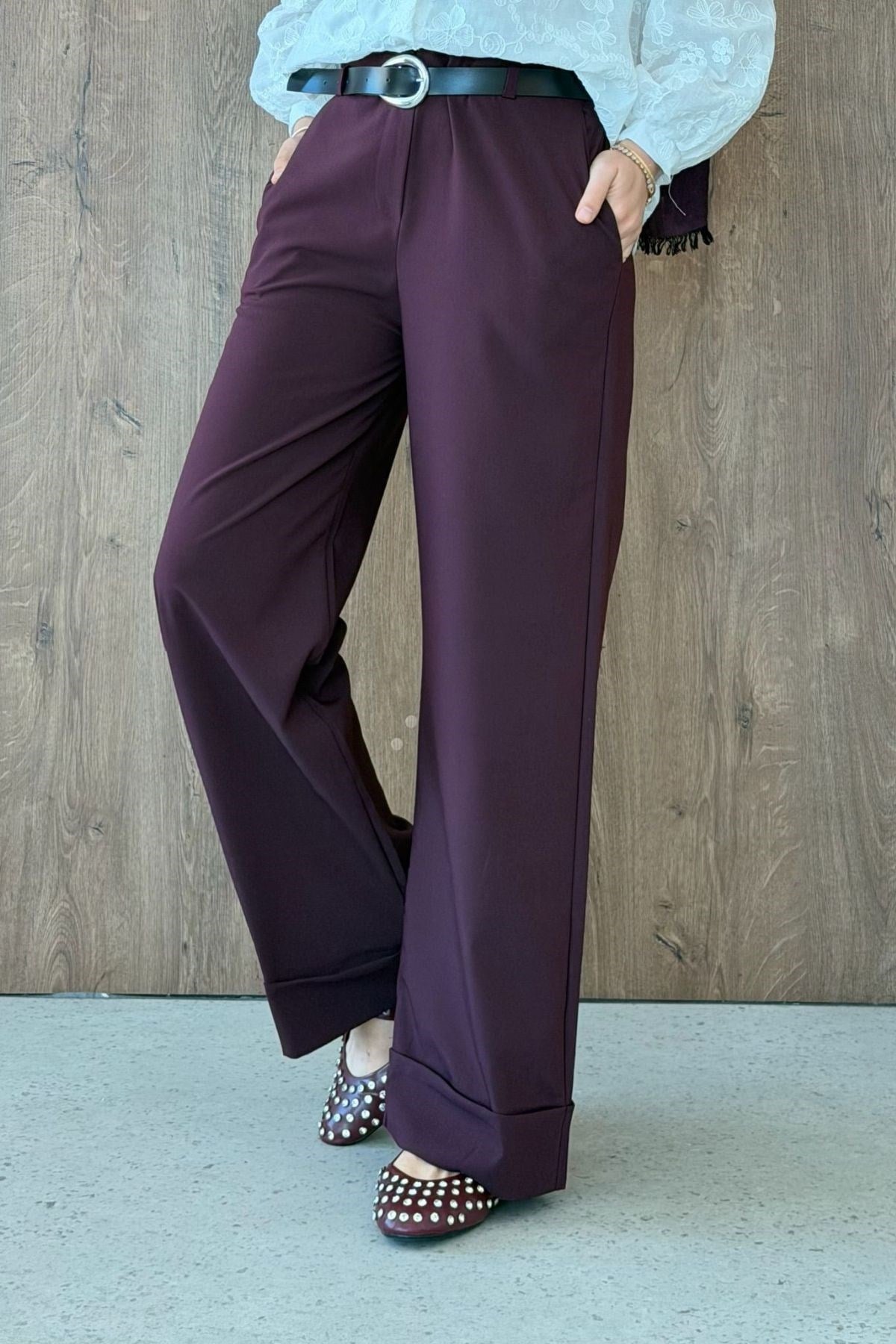 KUZEY Double Paça Pantolon Mürdüm, Fiyatları KUZEY Double Paça Pantolon Mürdüm | Haza Moda
