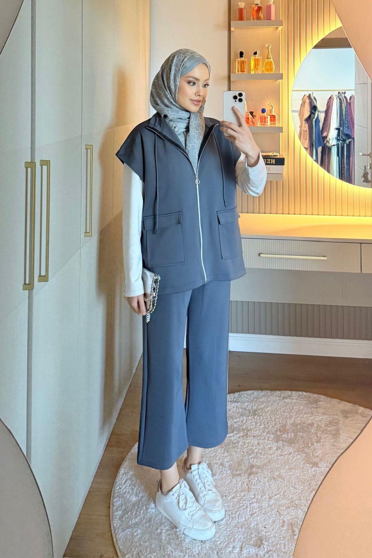 Laura Scuba Yelekli Takım Antrasit, Fiyatları Laura Scuba Yelekli Takım  Antrasit Haza Moda 