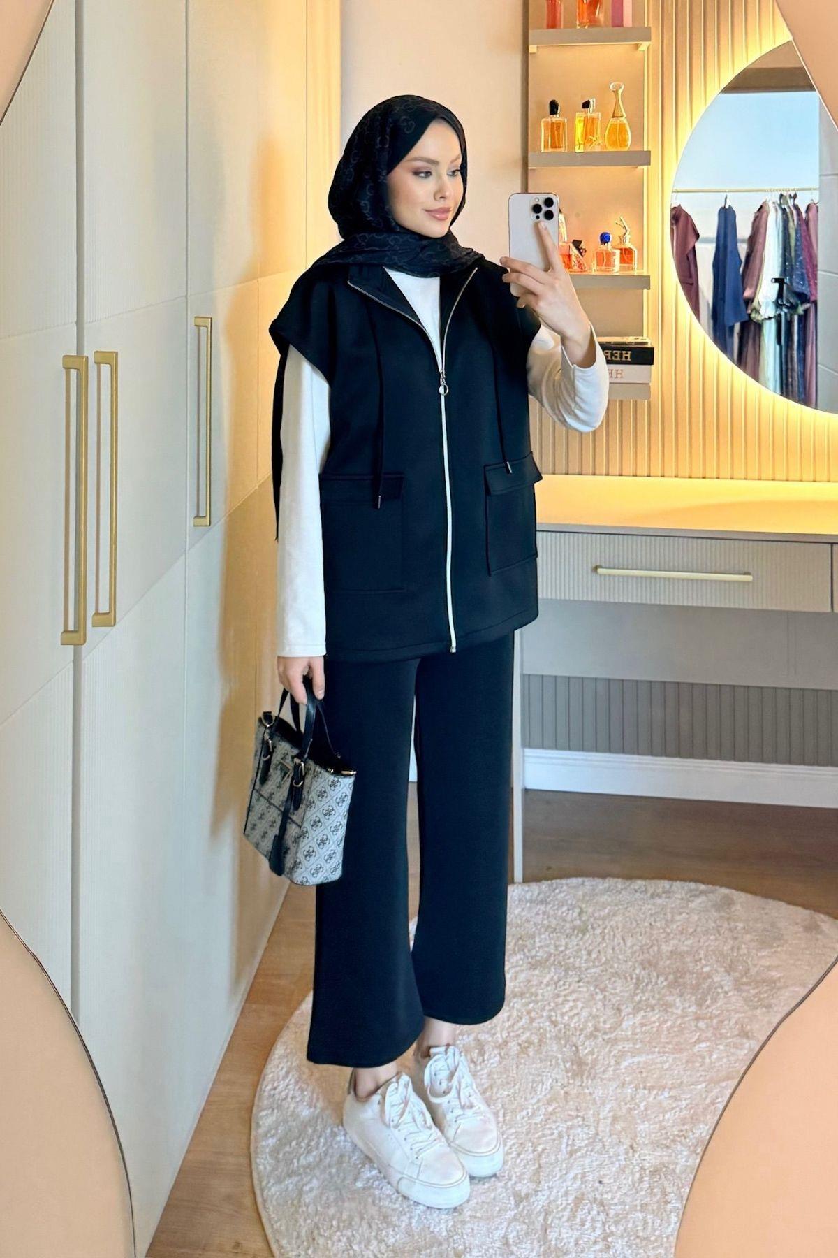 Laura Scuba Yelekli Takım Lacivert, Fiyatları Laura Scuba Yelekli Takım Lacivert Haza Moda 