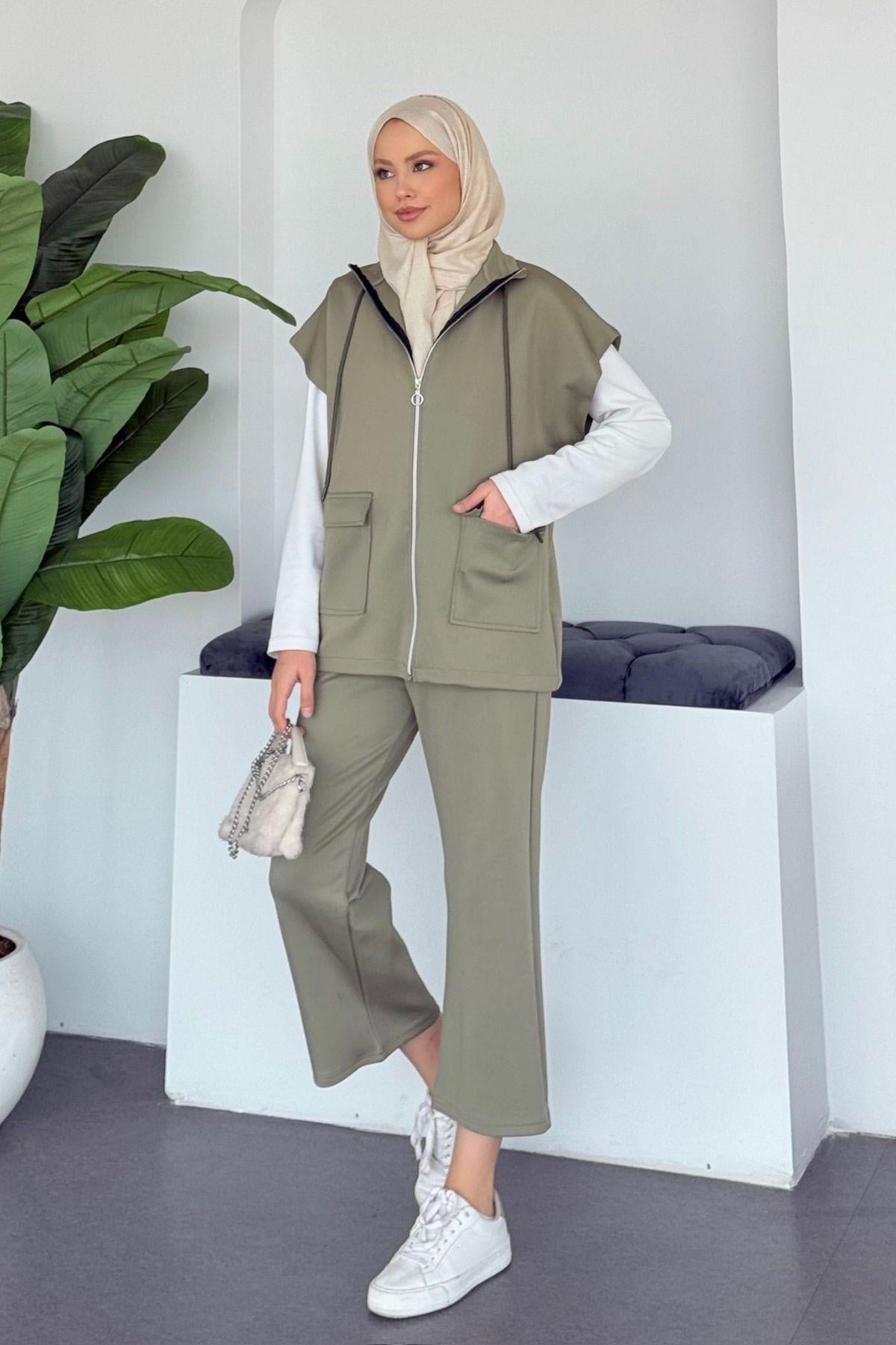 Laura Scuba Yelekli Takım Mint, Fiyatları Laura Scuba Yelekli Takım  MintHaza Moda 
