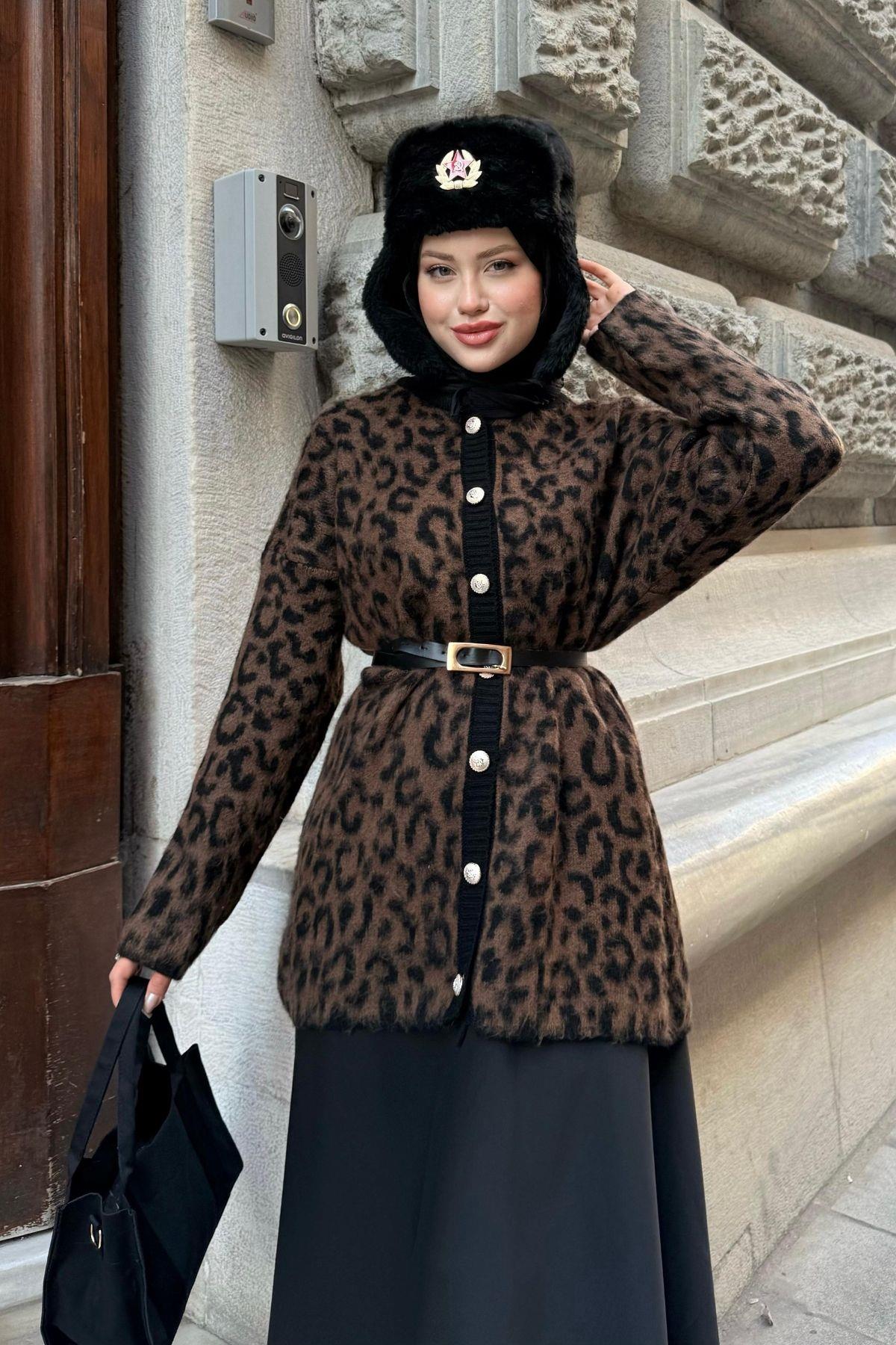 Leopar Hırka Koyu Kahve, Fiyatları 