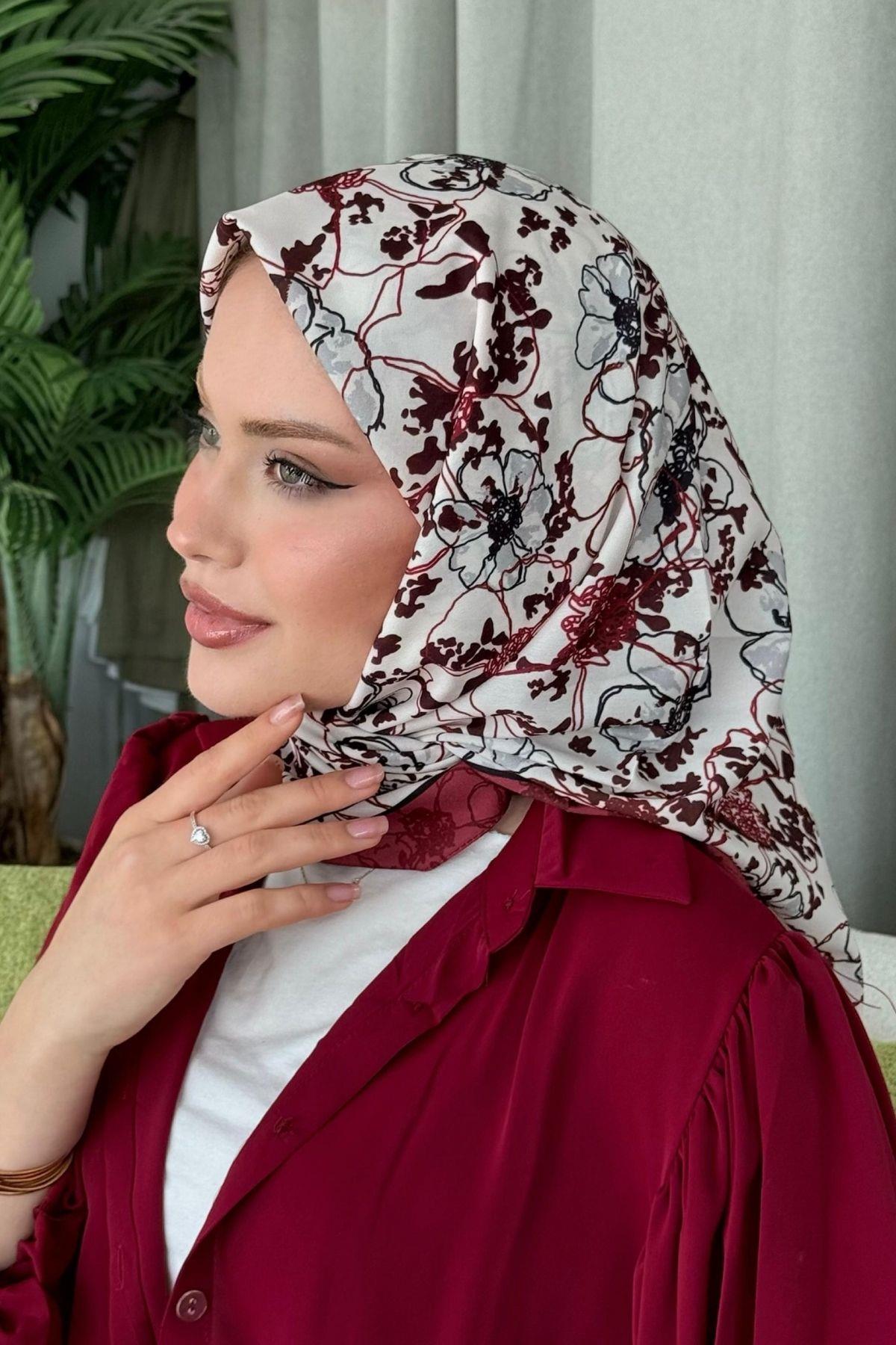 Lily Dijital Desenli Eşarp Bordo, Fiyatları Lily Dijital Desenli Eşarp Bordo- Haza Moda 