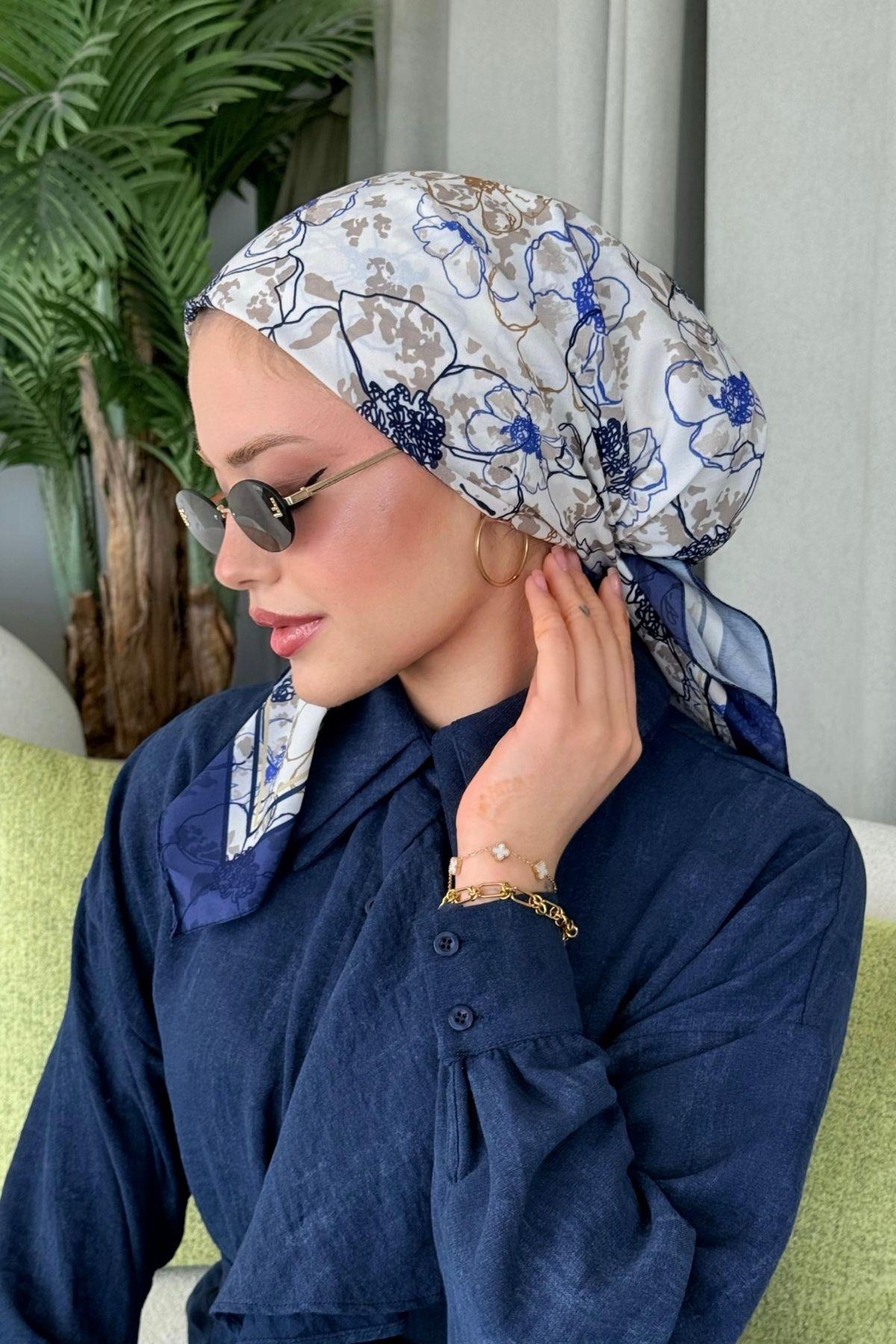 Lily Dijital Desenli Eşarp Lacivert, Fiyatları Lily Dijital Desenli Eşarp Lacivert- Haza Moda 