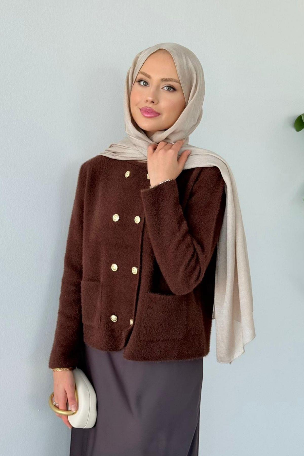 Madam Angora Hırka Kahve, Fiyatları Madam Angora Hırka Kahve Haza Moda 