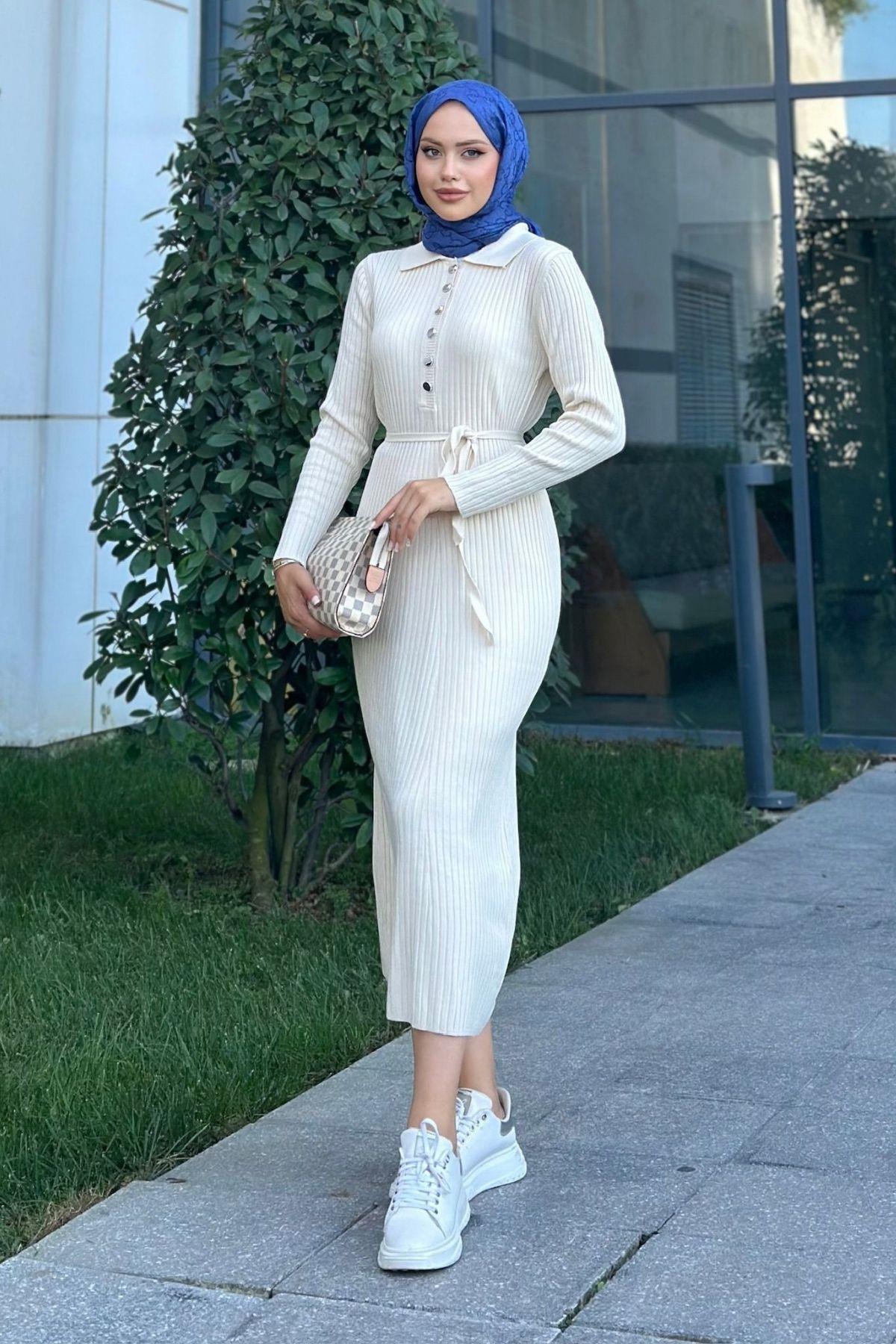 Madonna Triko Elbise Ekru, Fiyatları 