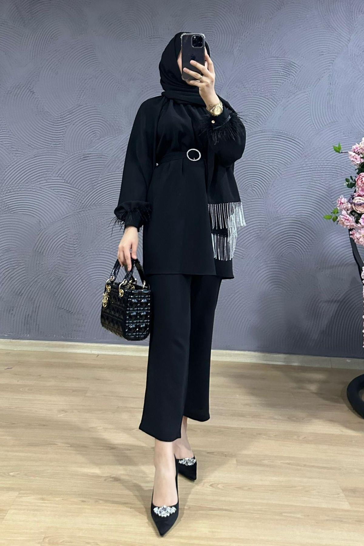 Marina Takım Siyah, Fiyatları Marina Takım Siyah – Haza Moda | Tesettür Giyim