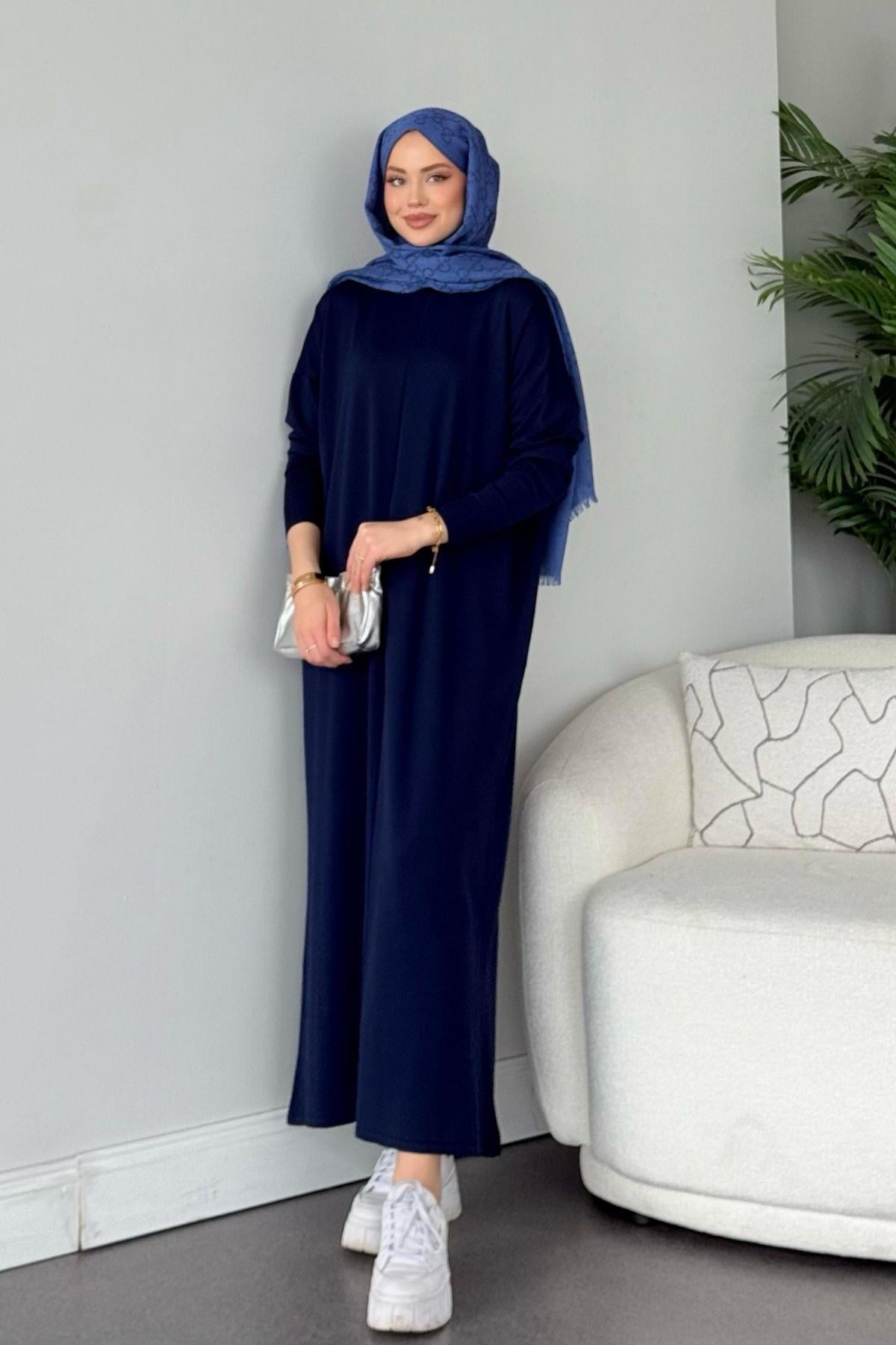 Merserize Melek Elbise Lacivert, Fiyatları Merserize Melek Elbise Lacivert - Haza Moda 