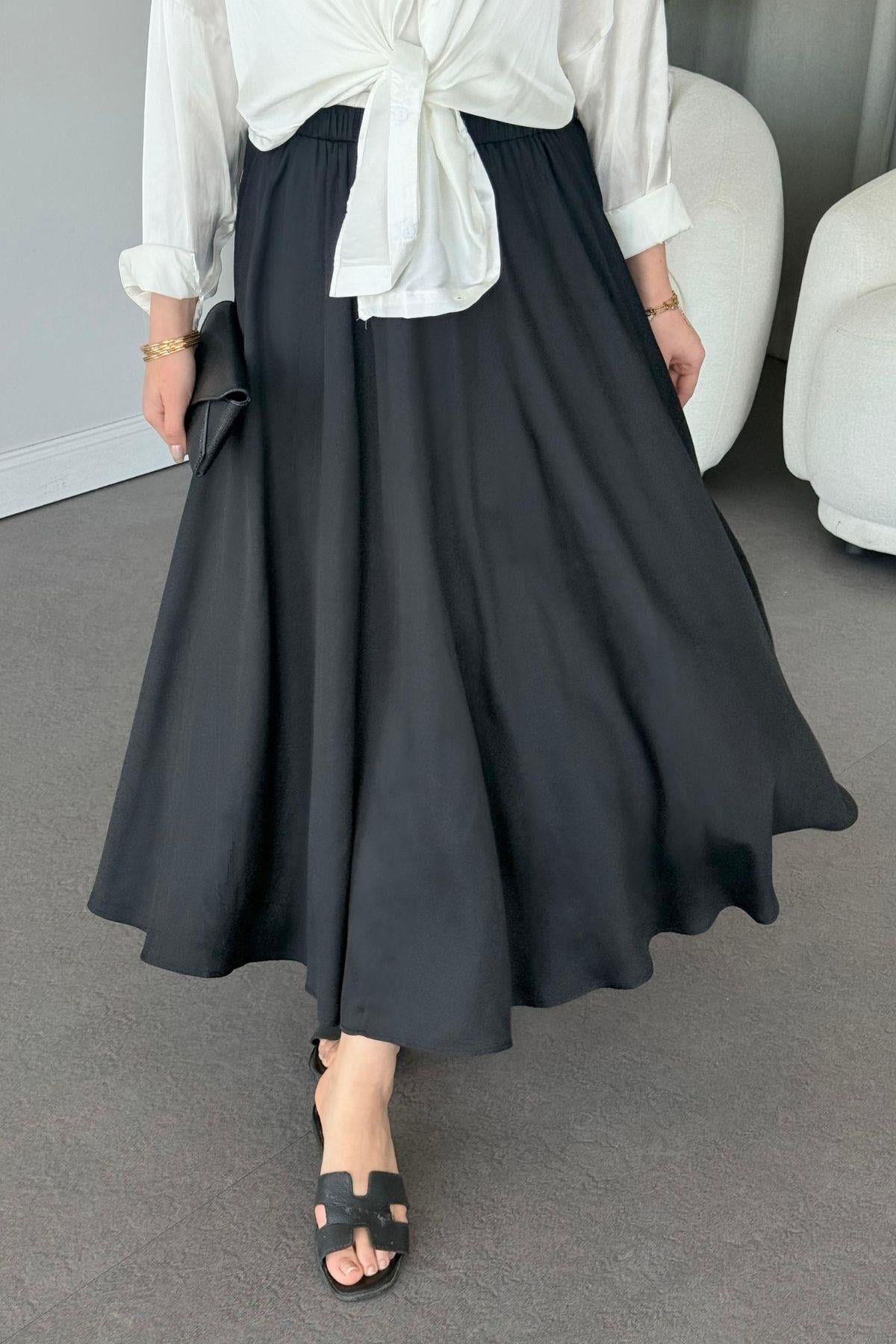 Mevlana Saten Etek Siyah, Fiyatları Mevlana Saten Etek Siyah- Haza Moda 