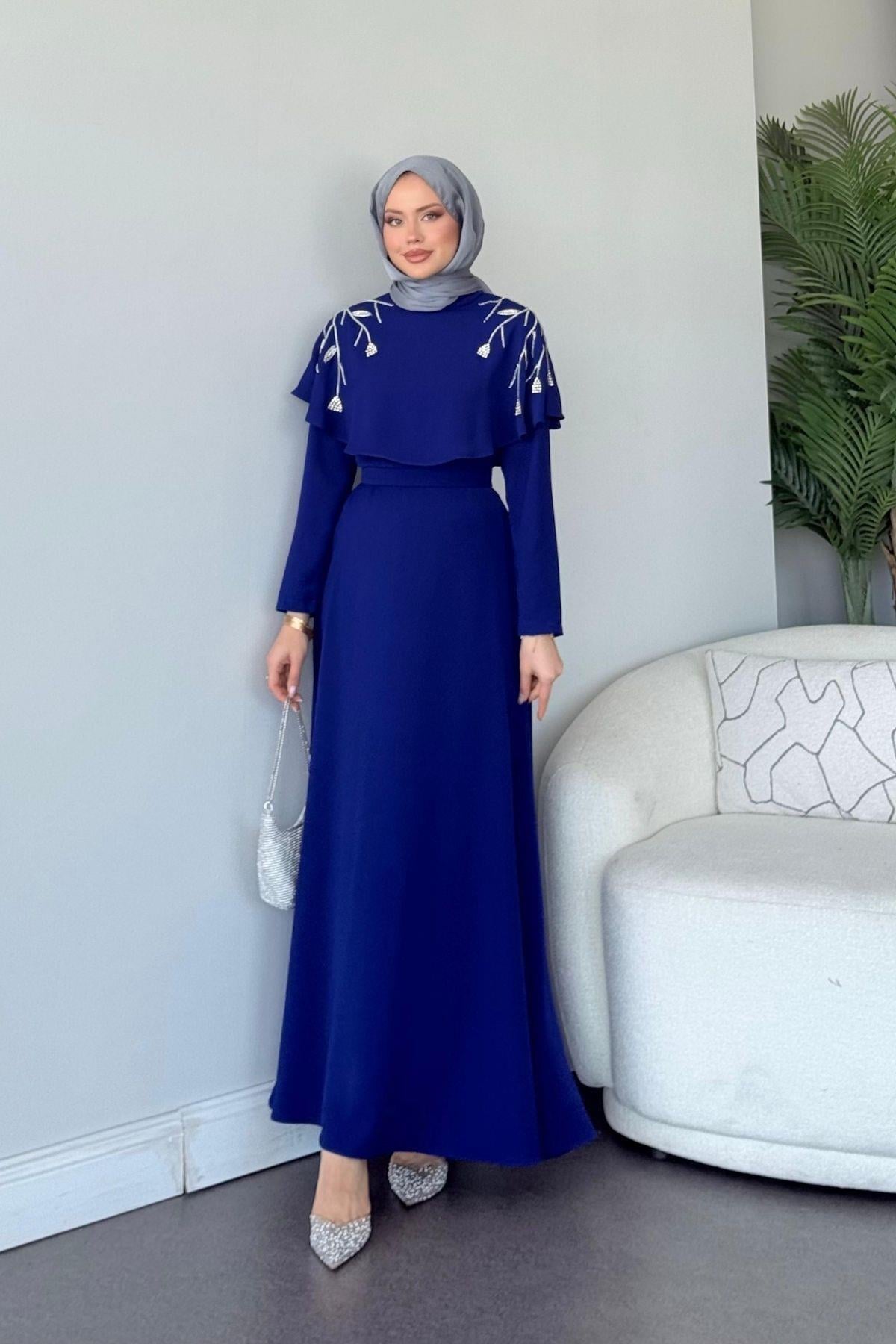 Milan Taşlı Abiye Saks, Fiyatları Milan Taşlı Abiye Saks- Haza Moda 