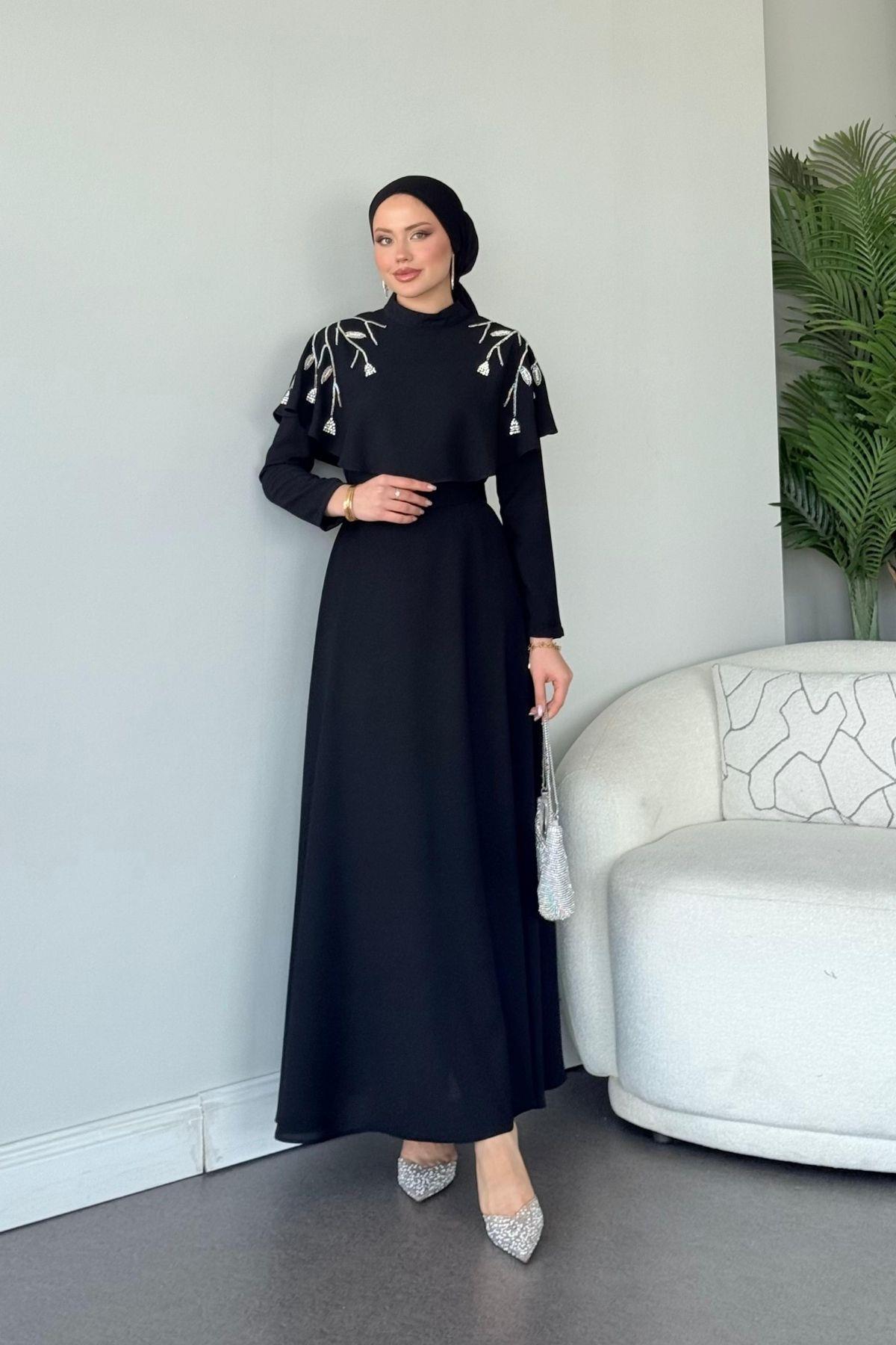Milan Taşlı Abiye Siyah, Fiyatları Milan Taşlı Abiye Siyah- Haza Moda 