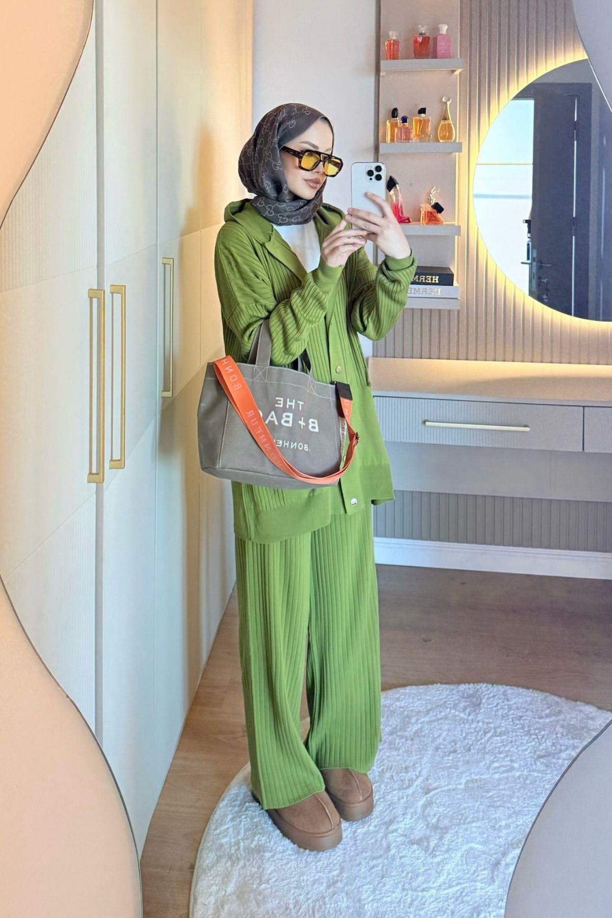 Minel Triko Takım Yağyeşili, Fiyatları Minel Triko Takım Yağyeşili | Haza Moda