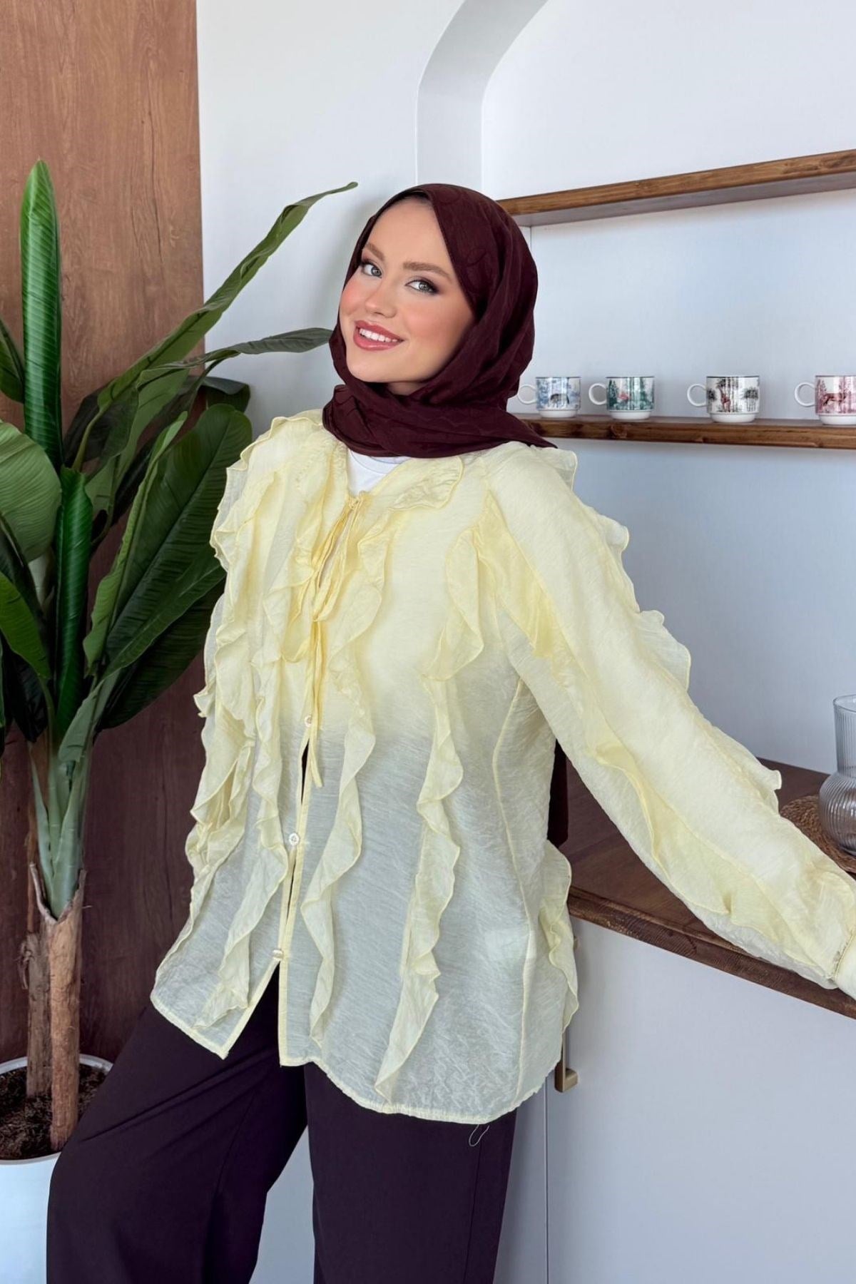 Momo Fırfırlı Tasarım Bluz Sarı, Fiyatları Momo Fırfırlı Tasarım Bluz Sarı | Haza Moda