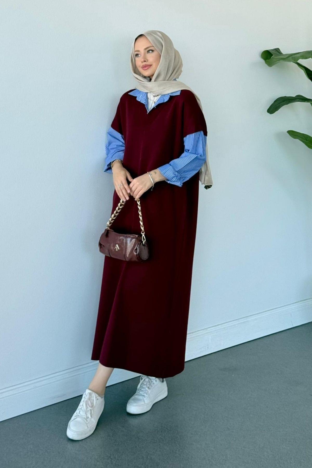Muadil Elbise Bordo, Fiyatları Muadil Elbise Bordo - Haza Moda