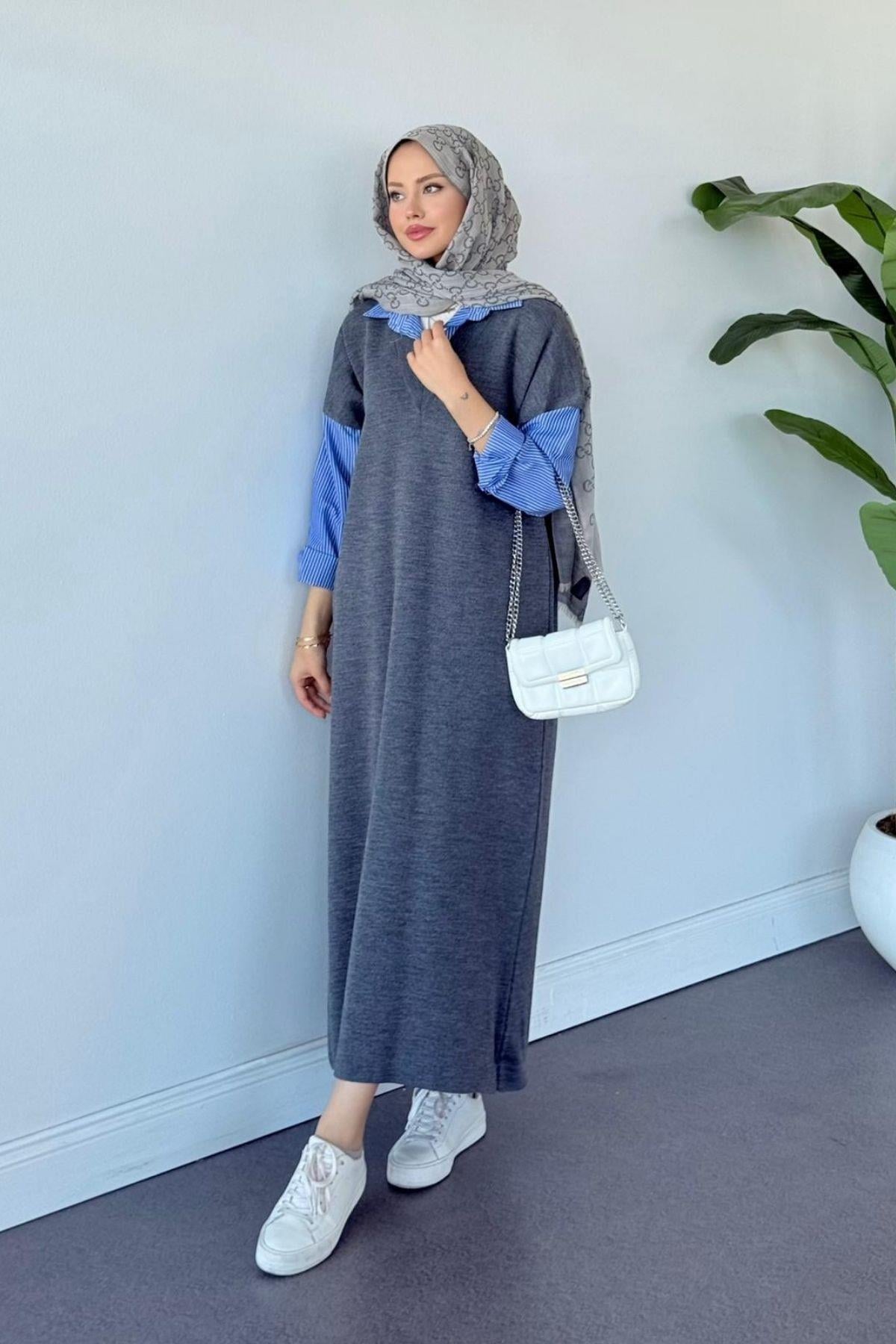 Muadil Elbise Gri, Fiyatları Muadil Elbise Gri - Haza Moda