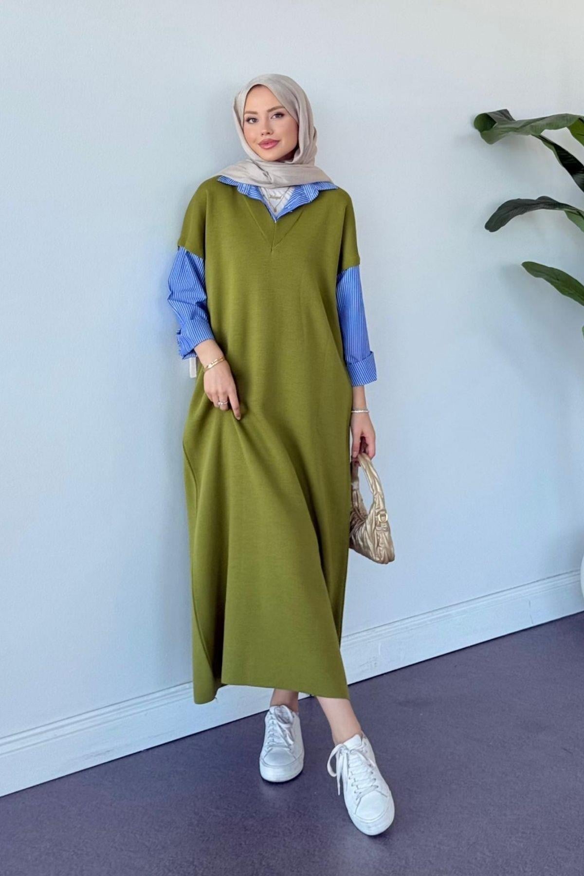 Muadil Elbise Yağyeşili, Fiyatları Muadil Elbise Yağyeşili - Haza Moda