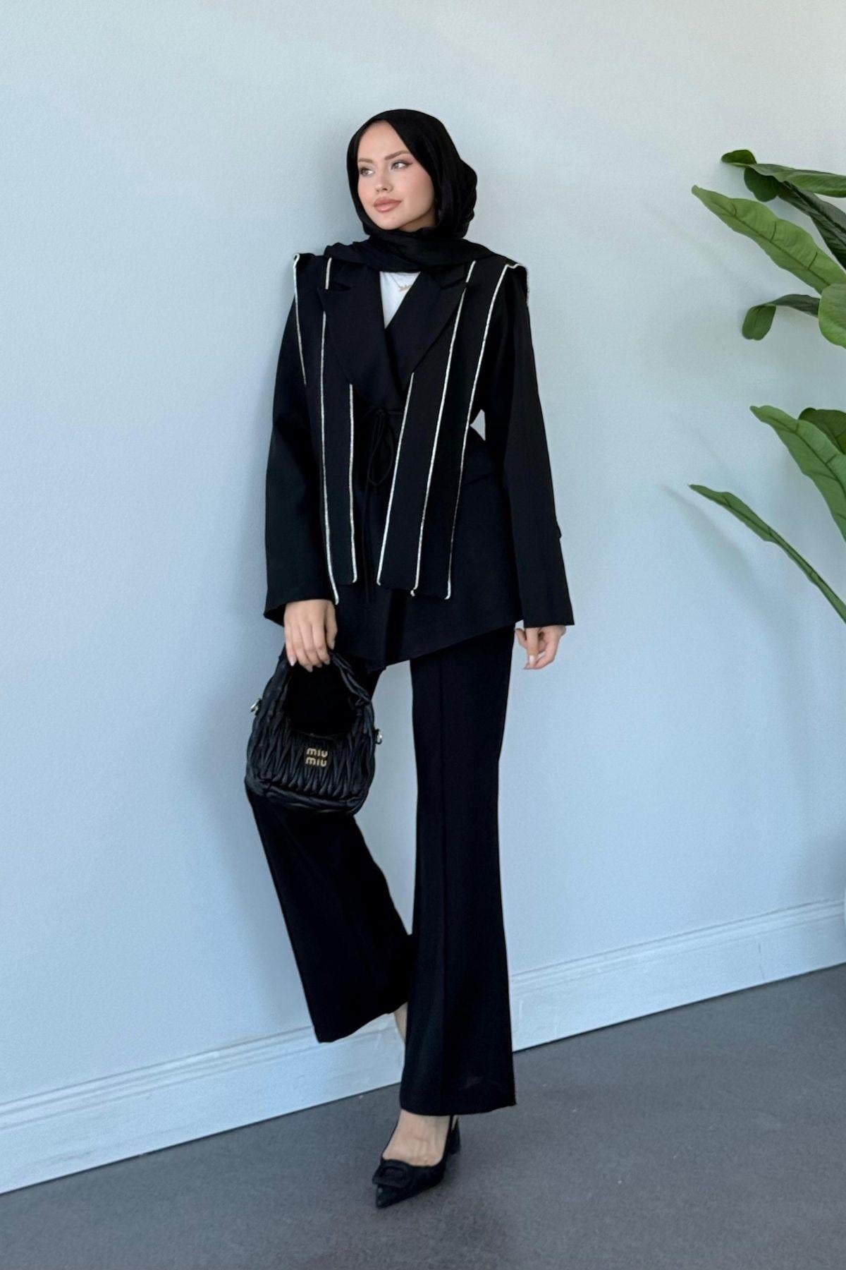 Mue Taşlı Takım Siyah, Fiyatları Mue Taşlı Takım SiyahHaza Moda 